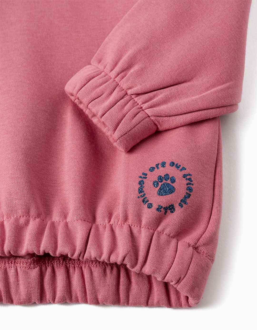 Μπλούζα φούτερ  με κουκούλα για  κορίτσι  'FRIENDSHIP', σκούρο ροζ, Slim Fit, 40% βαμβάκι, 60% πολυεστέρας. Μπλούζα φούτερ  με κουκούλα για  κορίτσι  'FRIENDSHIP', σκούρο ροζ, Slim Fit, 40% βαμβάκι, 60% πολυεστέρας.