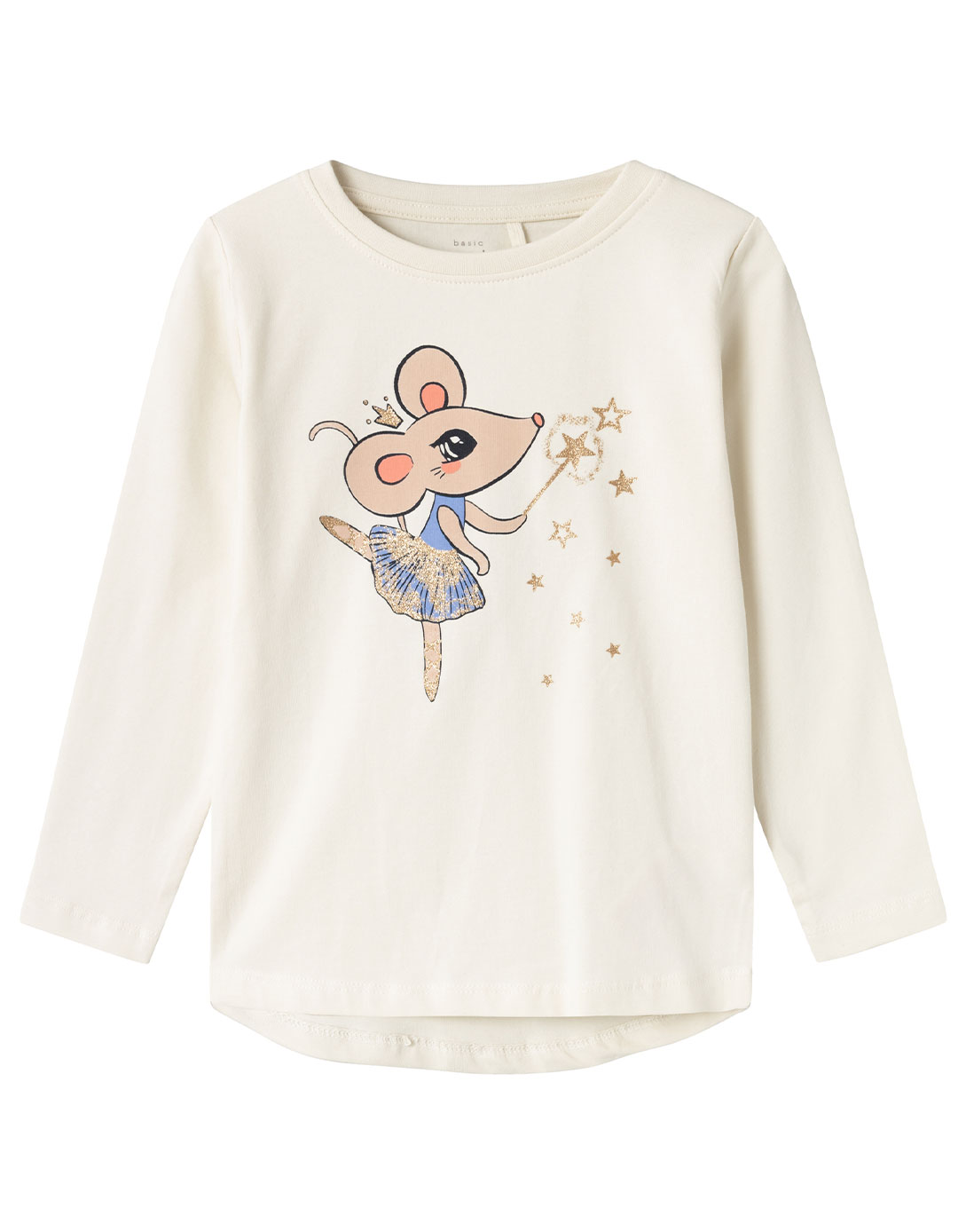 Παιδική μπλούζα name it για κορίτσι, εκρού, Regular Fit, 95% βαμβάκι.