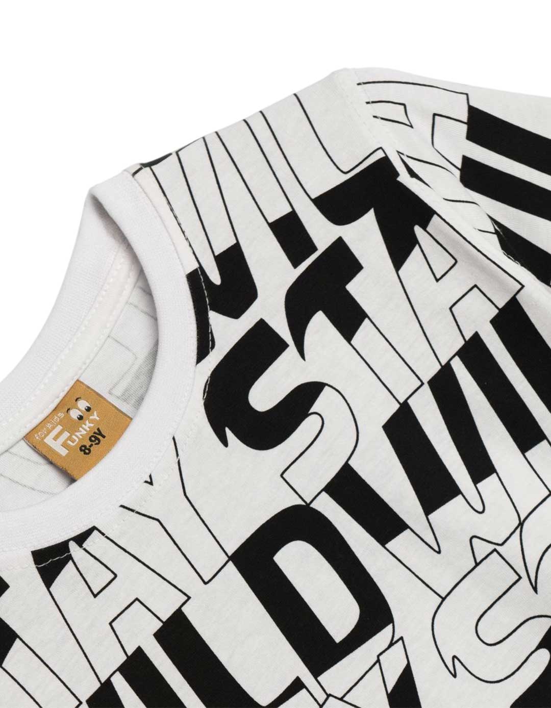 Λευκή παιδική μπλούζα αγοριού με τύπωμα STAY WILD