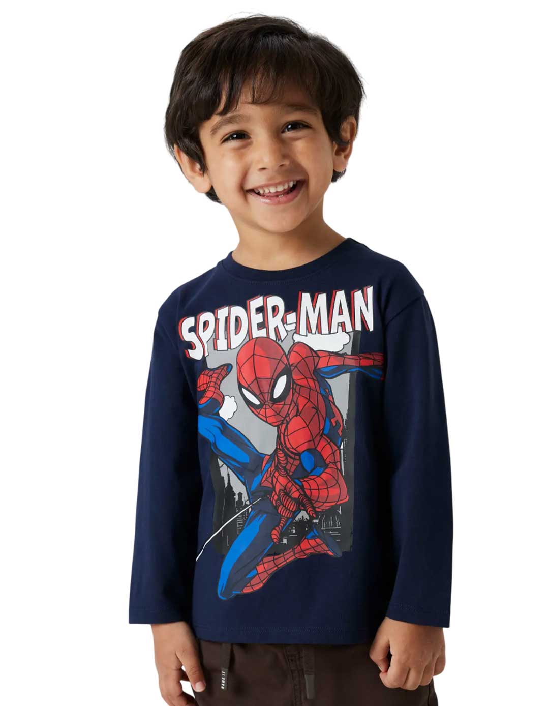 Μακρυμάνικη μπλούζα μπλε με τύπωμα Spider-Man για αγόρι