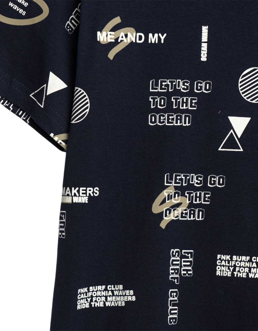 Παιδική μπλούζα για αγόρι μπλε με print surf και ocean vibes.Regular Fit.