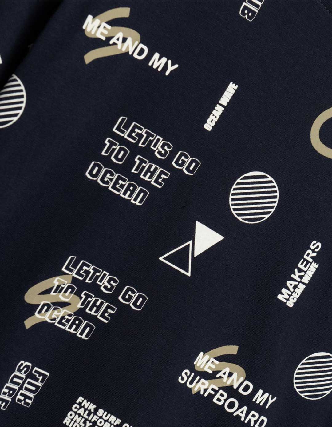 Παιδική μπλούζα για αγόρι μπλε με print surf και ocean vibes.Regular Fit.