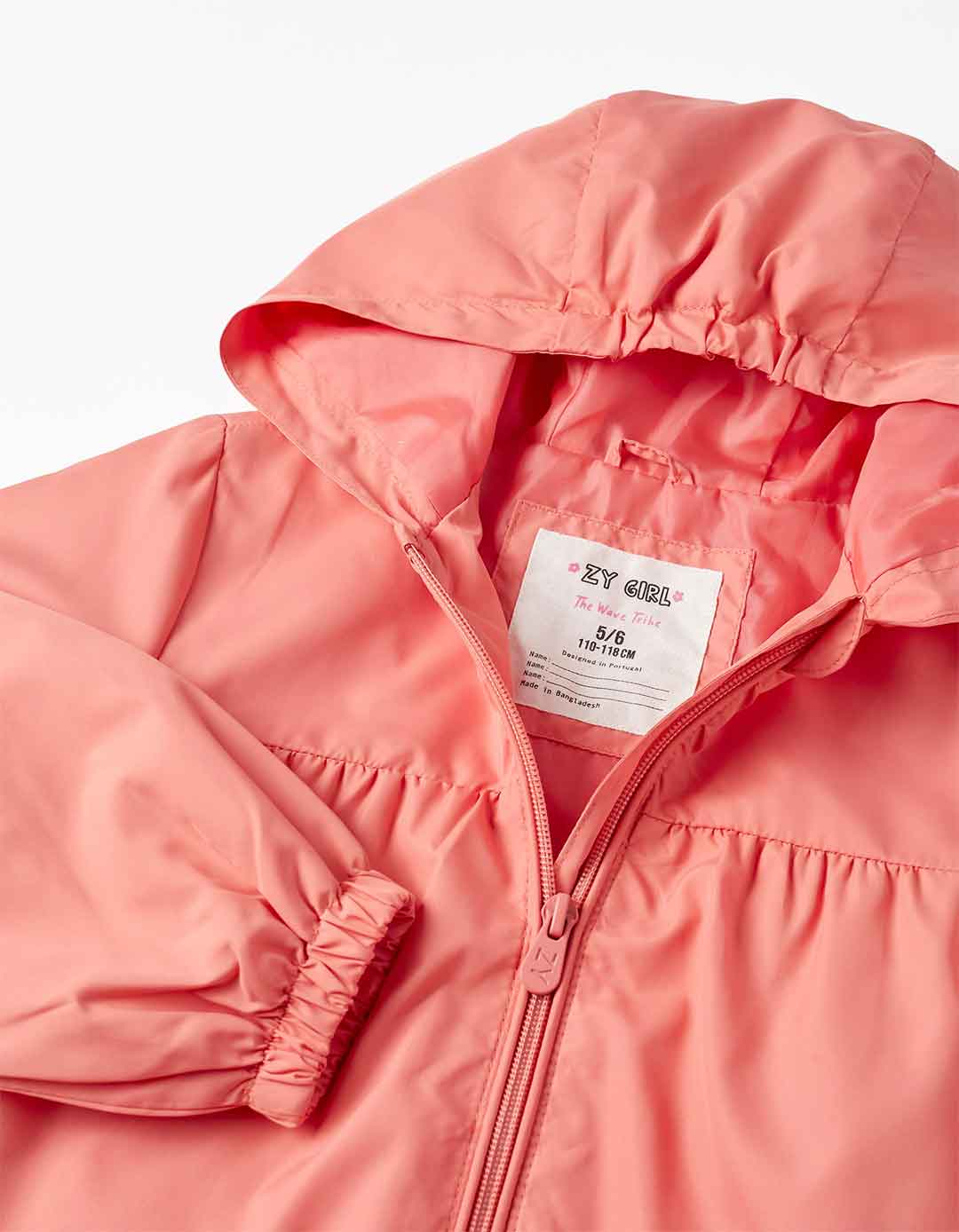 Αντιανεμικό μπουφάν για κορίτσια με κουκούλα, ροζ, Slim Fit, 100% πολυεστέρας. Αντιανεμικό μπουφάν για κορίτσια με κουκούλα, ροζ, Slim Fit, 100% πολυεστέρας.