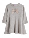 Παιδικό φόρεμα Babylonfashion γκρι με μπεζ ζακέτα από γούνα