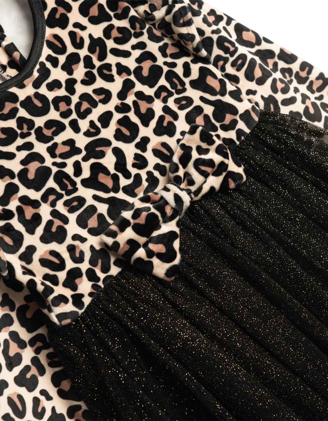 Παιδικό φόρεμα leopard με τούλι και χρυσό γκλίτερ Funky Kids