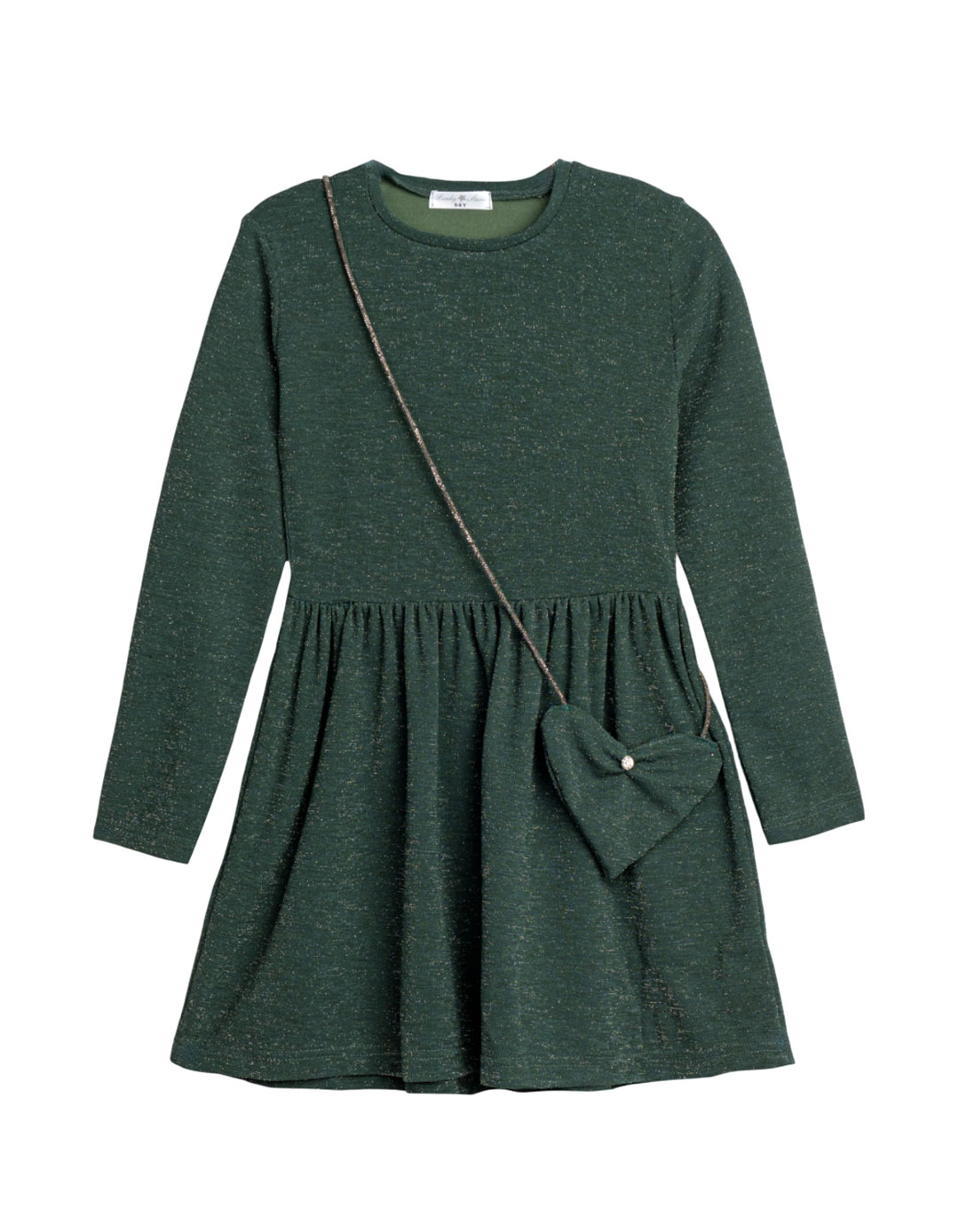 Παιδικό φόρεμα με τσαντάκι καρδιά Funky Kids πράσινο 6-12 ετών.Regular Fit.Collection Winter 2026.