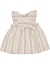 Βρεφικό ριγέ φόρεμα με βολάν και φιόγκο σε φυσικούς τόνους Regular fit.