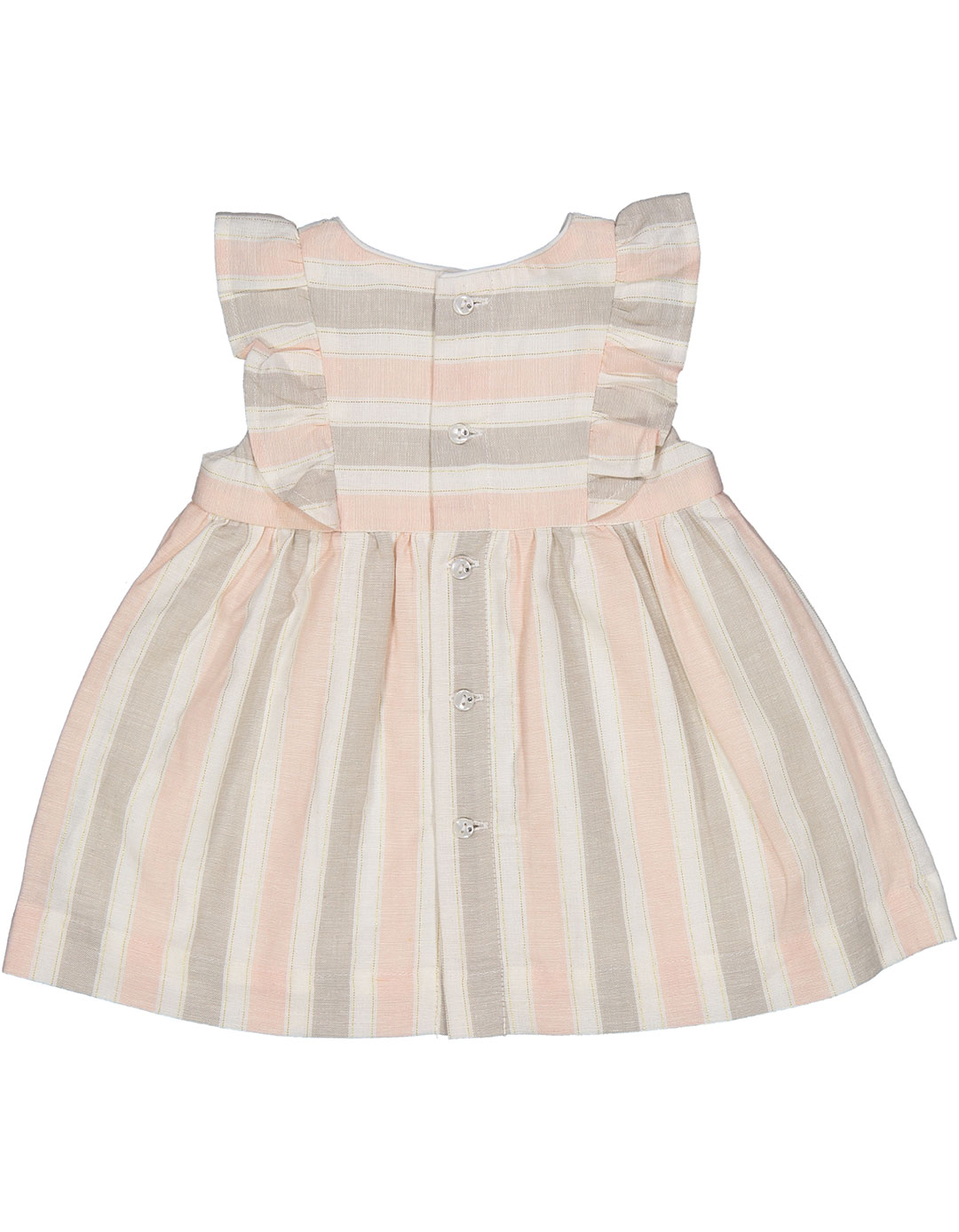 Βρεφικό ριγέ φόρεμα με βολάν και φιόγκο σε φυσικούς τόνους Regular fit.