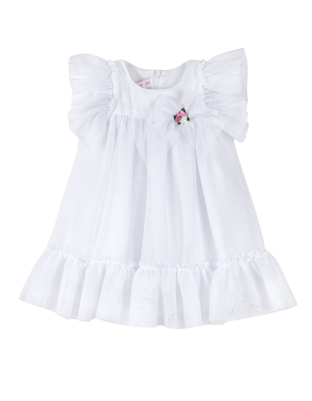 Παιδικό λευκό φόρεμα για κορίτσι ,τούλι.Regular Fit.