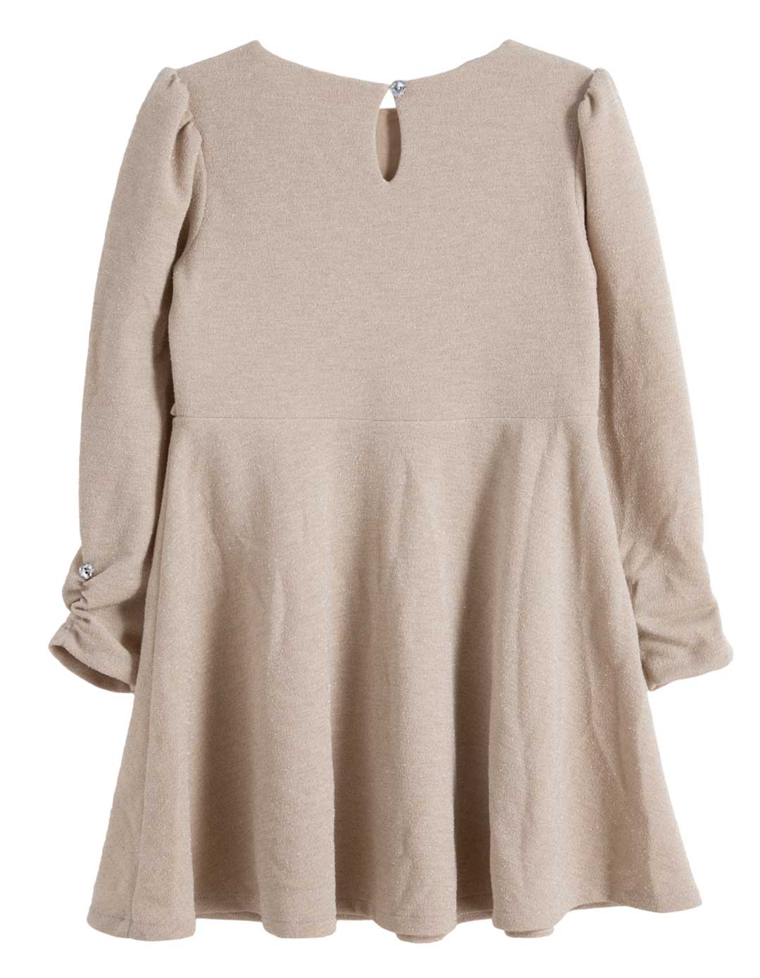 Παιδικό φόρεμα Babylonfashion μπεζ με διακοσμητική αγκράφα