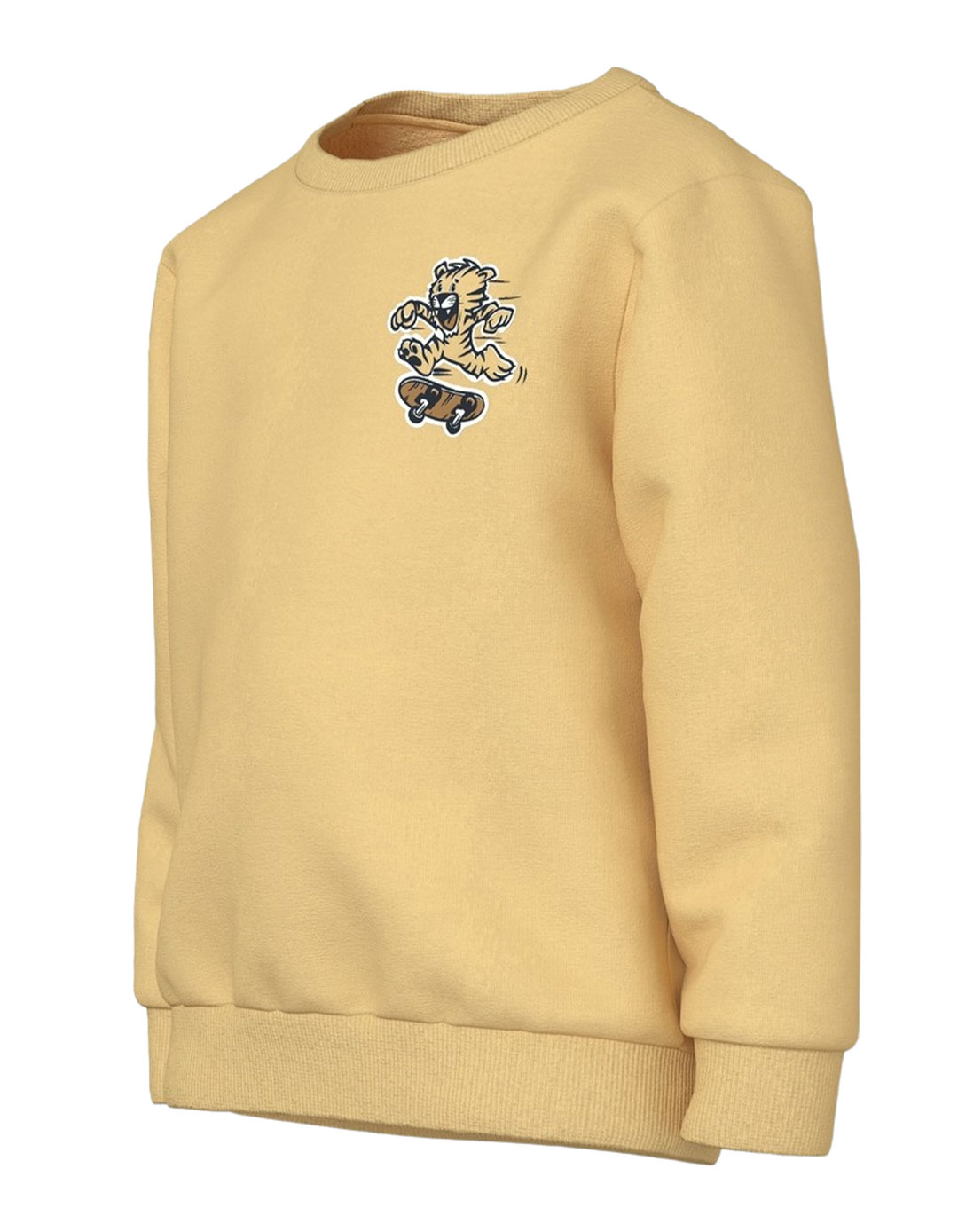 Παιδική μπλούζα φούτερ χωρίς χνούδι για αγόρι κίτρινη, με στάμπα, Regular Fit, 100% βαμβάκι.