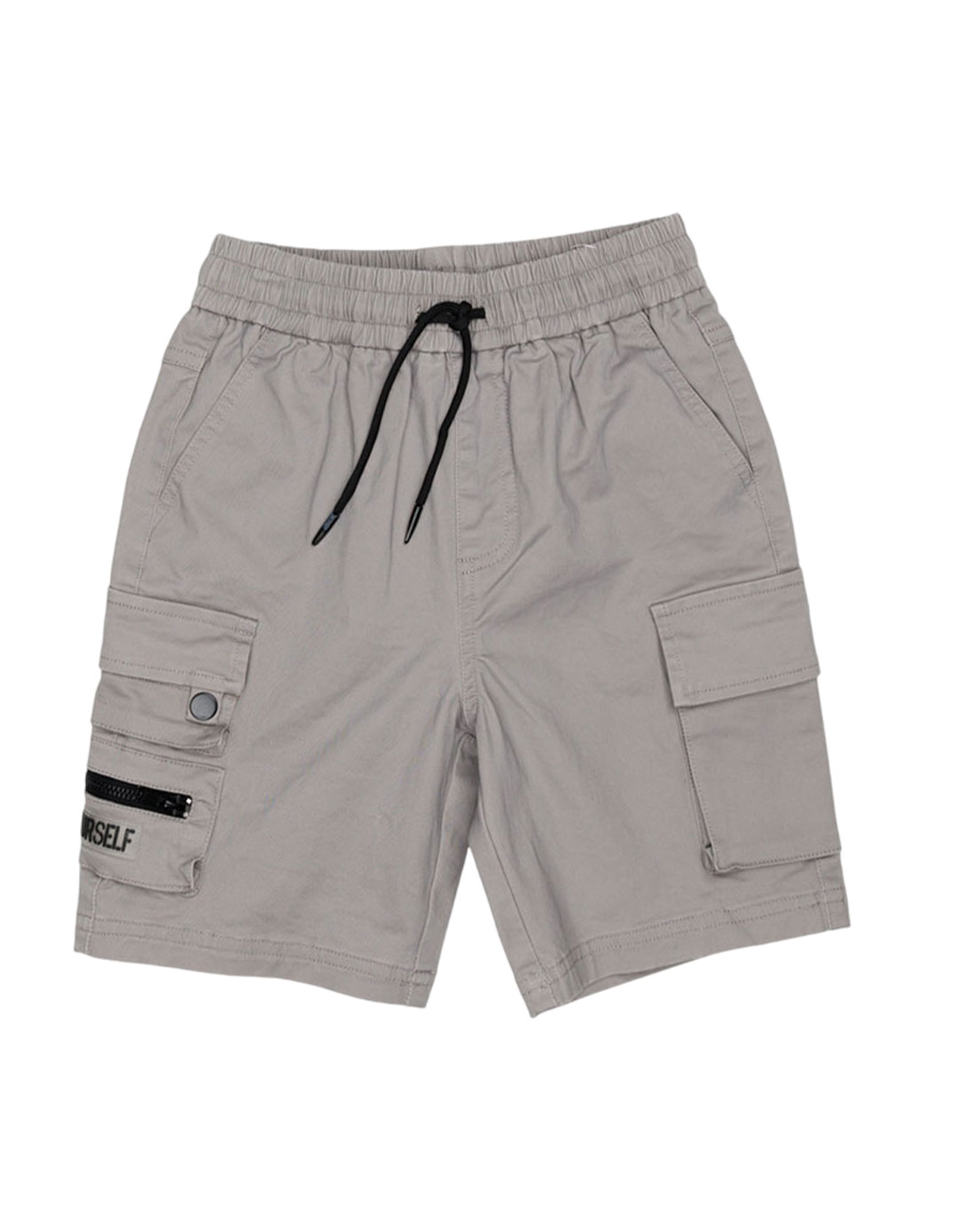 Παιδικό γκρι cargo σορτς για αγόρι με τσέπες και λάστιχο.Regular Fit.