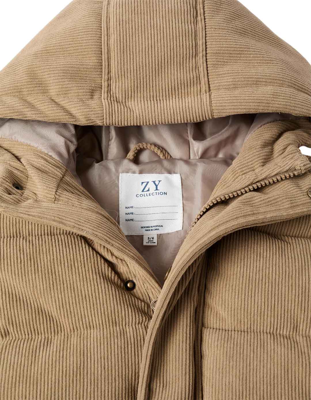 Μπουφάν Zippy κοτλέ καφέ για αγόρια