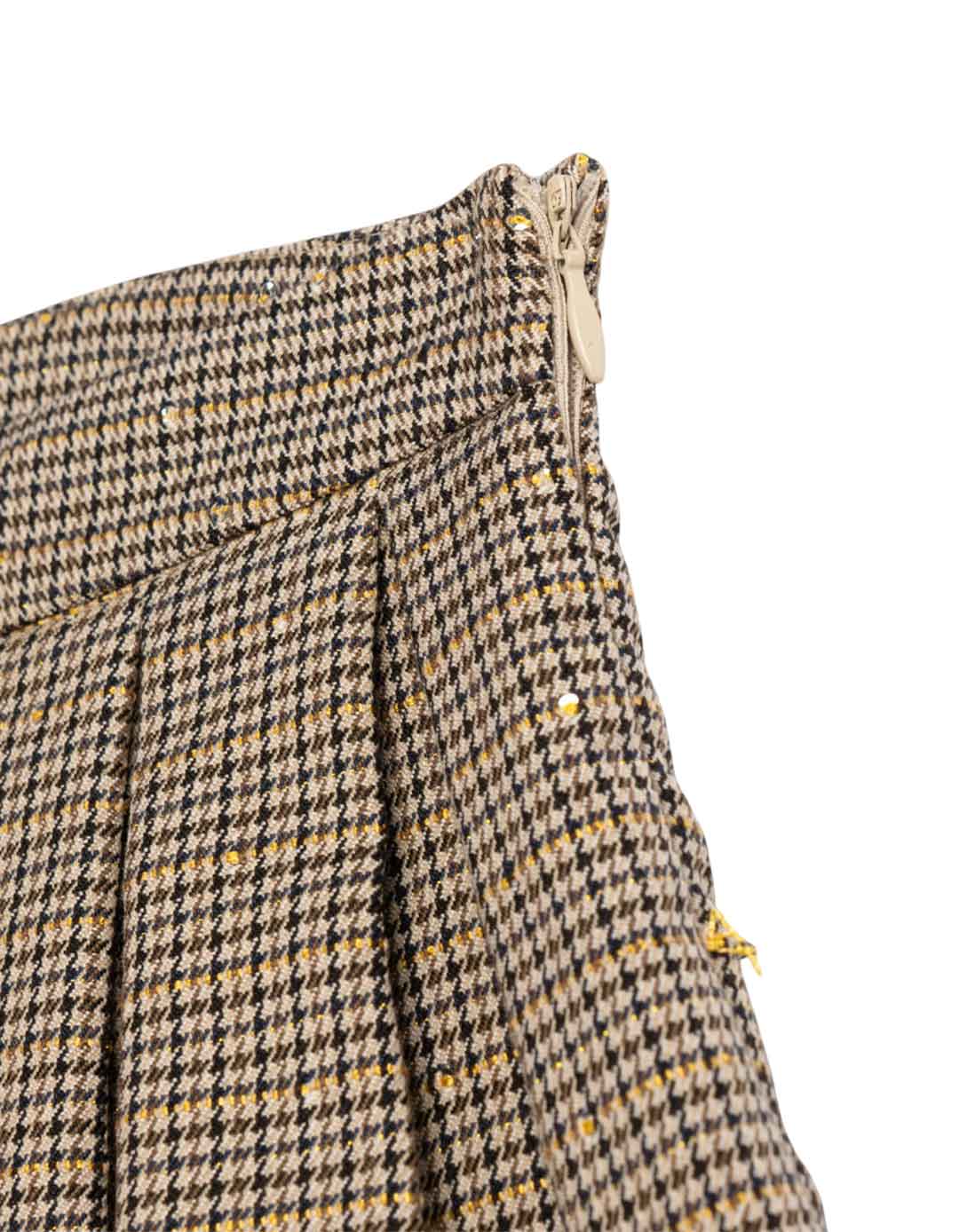 Παιδικό καρό σόρτς Funky Kids μπεζ-καφέ με πιέτες