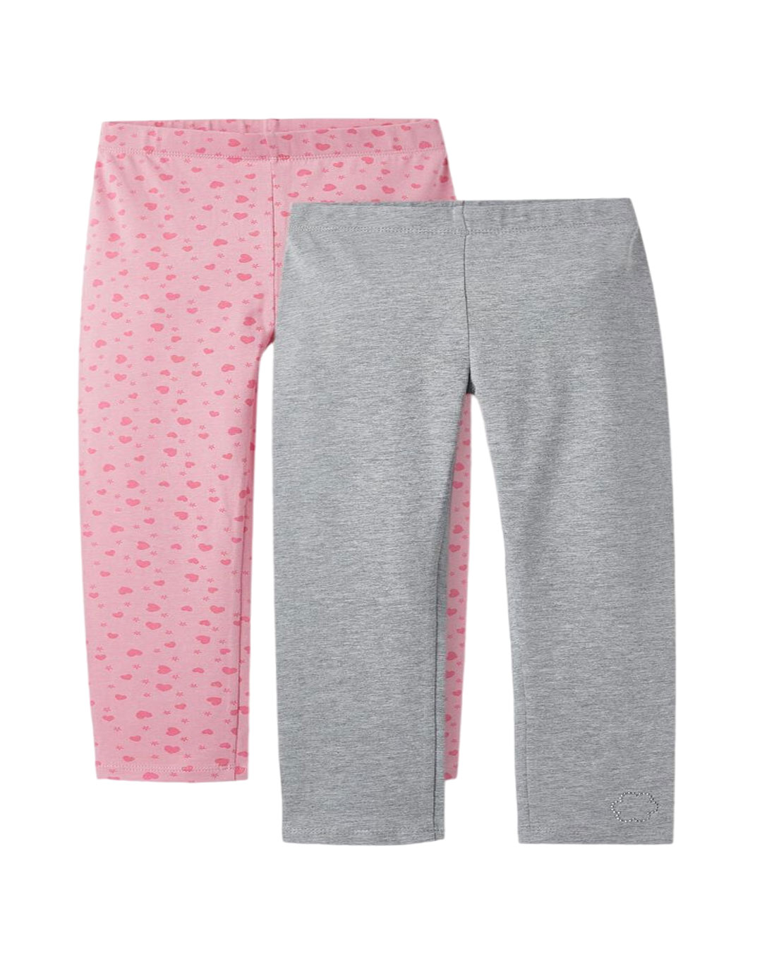 Πακέτο με δύο ζευγάρια κολάν για κορίτσι, ροζ/γκρι, Slim Fit, 95% βαμβάκι, 5% ελαστάνη. Πακέτο με δύο ζευγάρια κολάν για κορίτσι, ροζ/γκρι, Slim Fit, 95% βαμβάκι, 5% ελαστάνη.