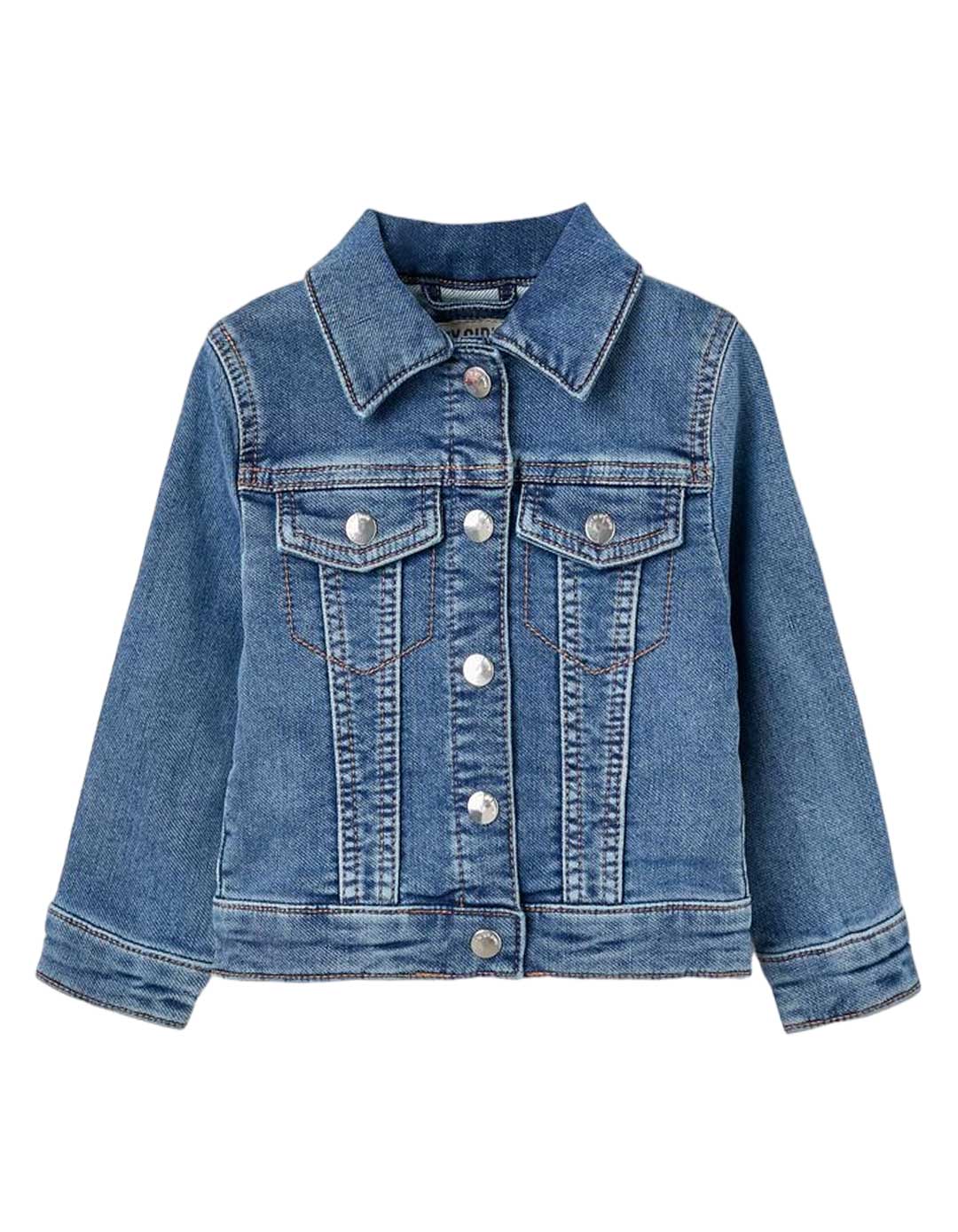 Τζιν μπουφάν για κορίτσι, μπλε, Slim Fit, 83% βαμβάκι, 16% πολυεστέρας, 1% ελαστάνη.