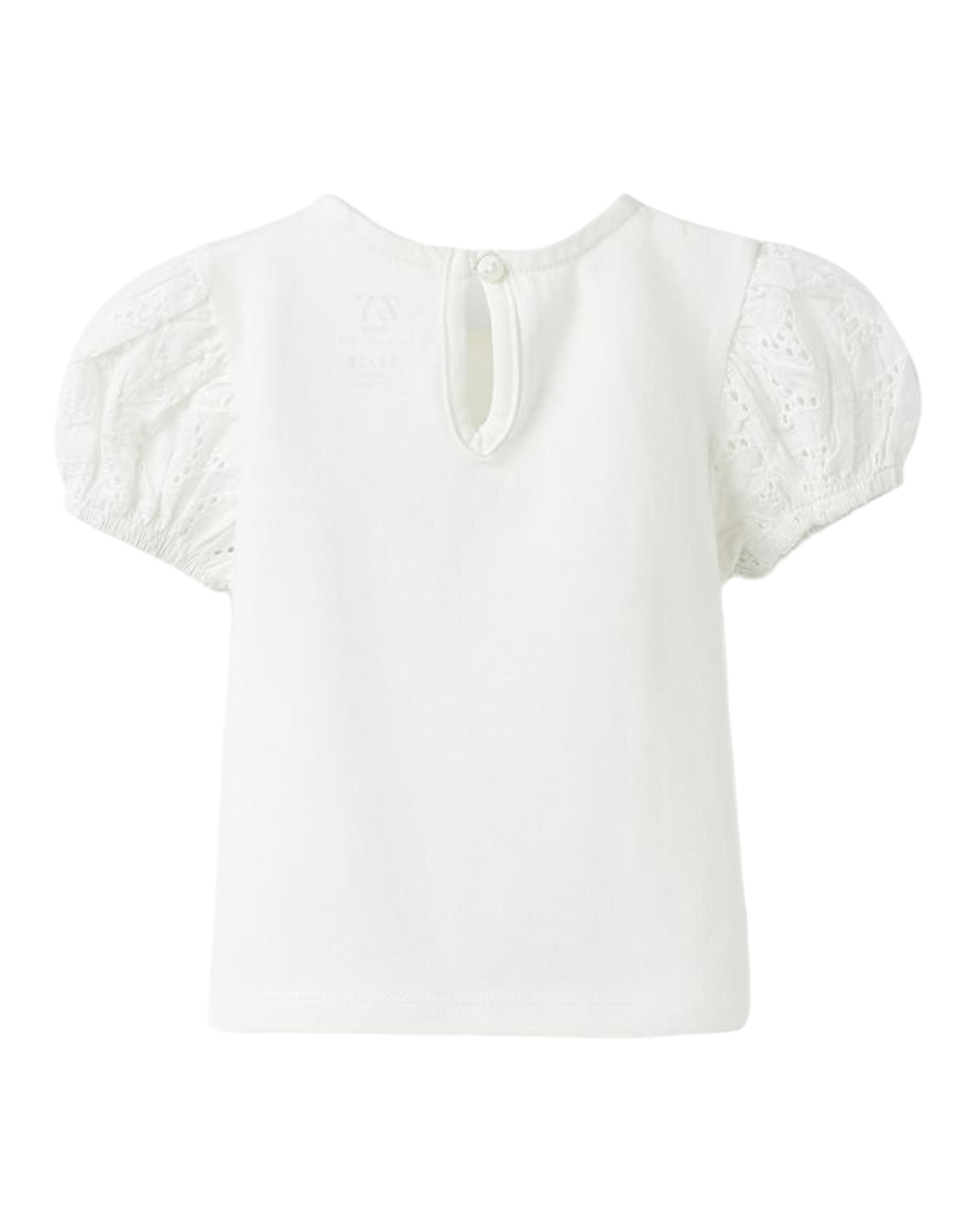 Λευκό μπλουζάκι Zippy με δαντέλα για κορίτσι Λευκό μπλουζάκι με δαντελένια μανίκια για κορίτσι