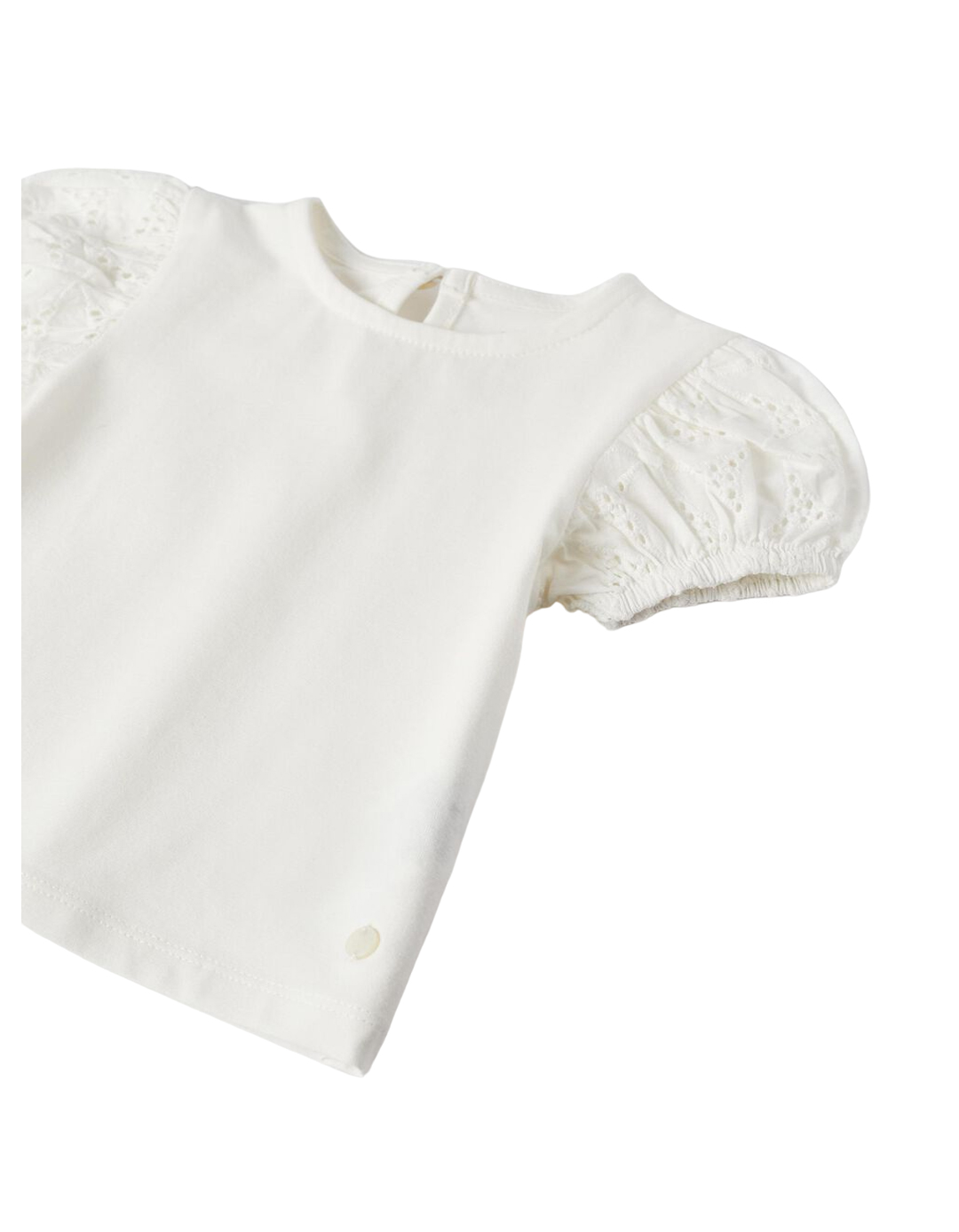 Λευκό μπλουζάκι Zippy με δαντέλα για κορίτσι Λευκό μπλουζάκι με δαντελένια μανίκια για κορίτσι