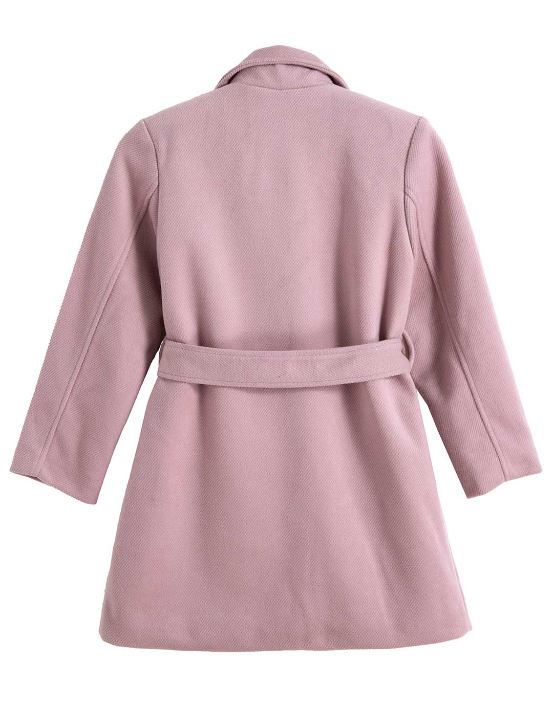 Παιδικό παλτό Babylonfashion ροζ με ζώνη και χρυσά κουμπιά