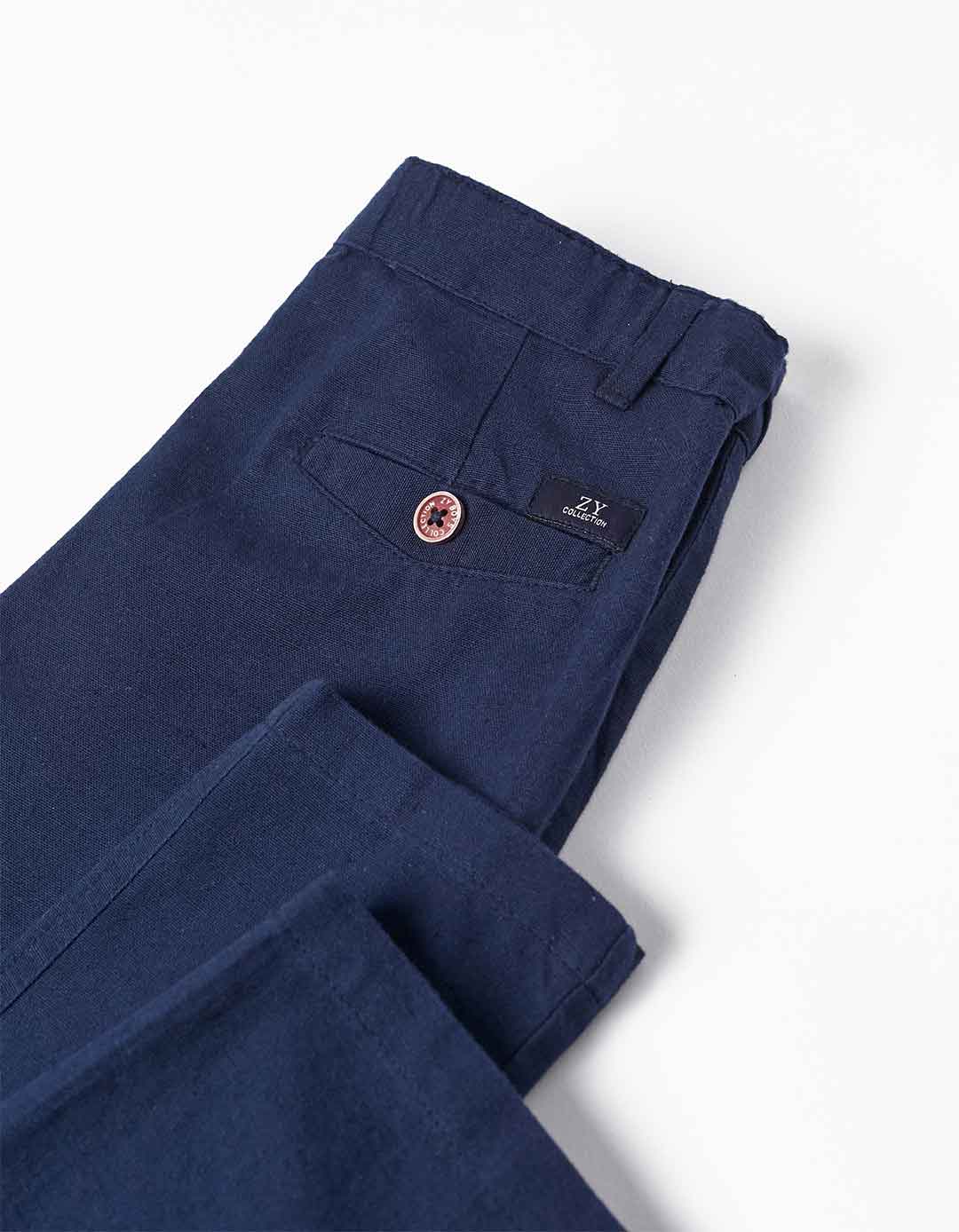 Παιδικό παντελόνι για αγόρι, μπλε, Slim Fit, 86% βαμβάκι, 14% λιν΄ό.