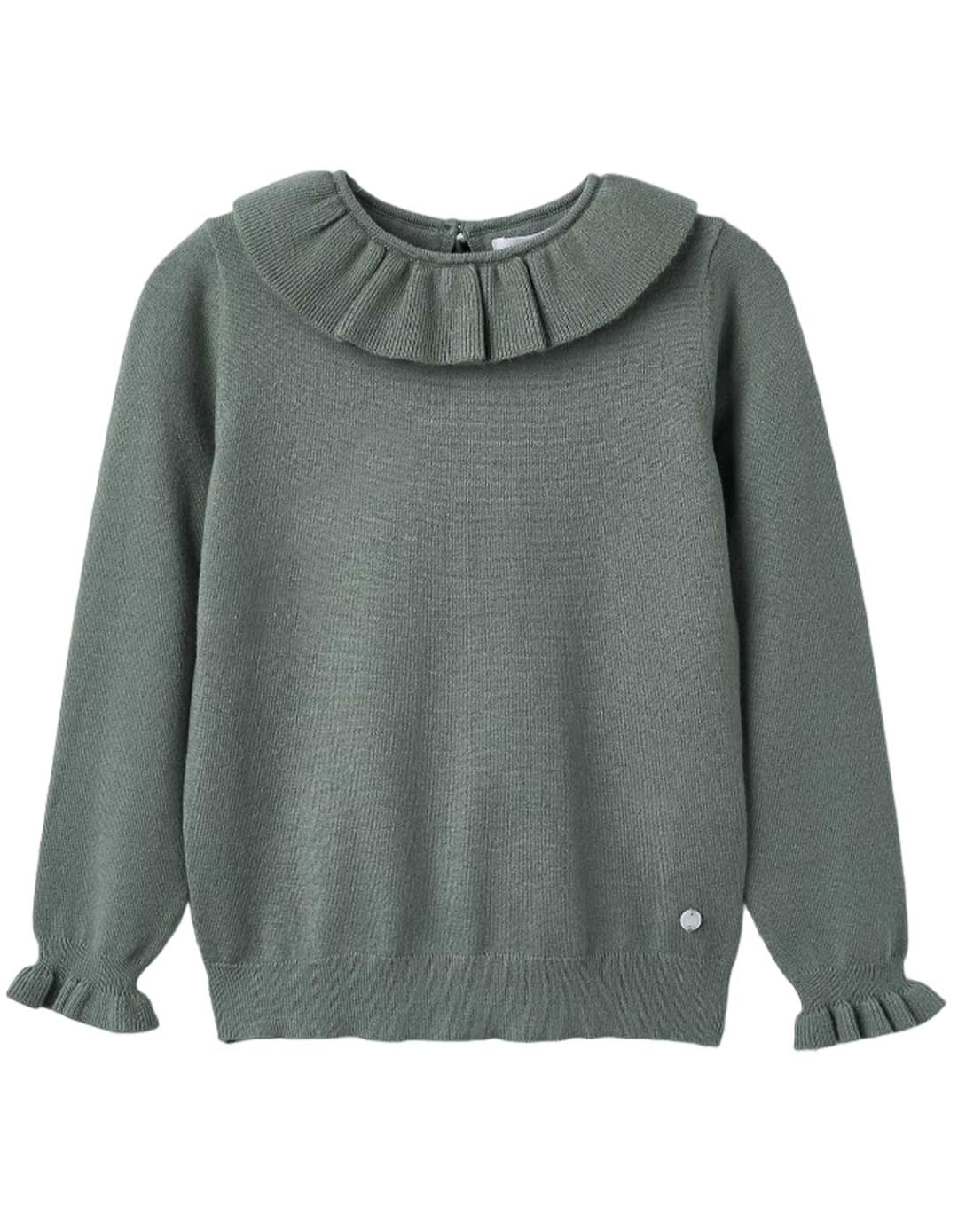 Πλεκτό παιδικό πουλόβερ για κορίτσι με βολάν Zippy