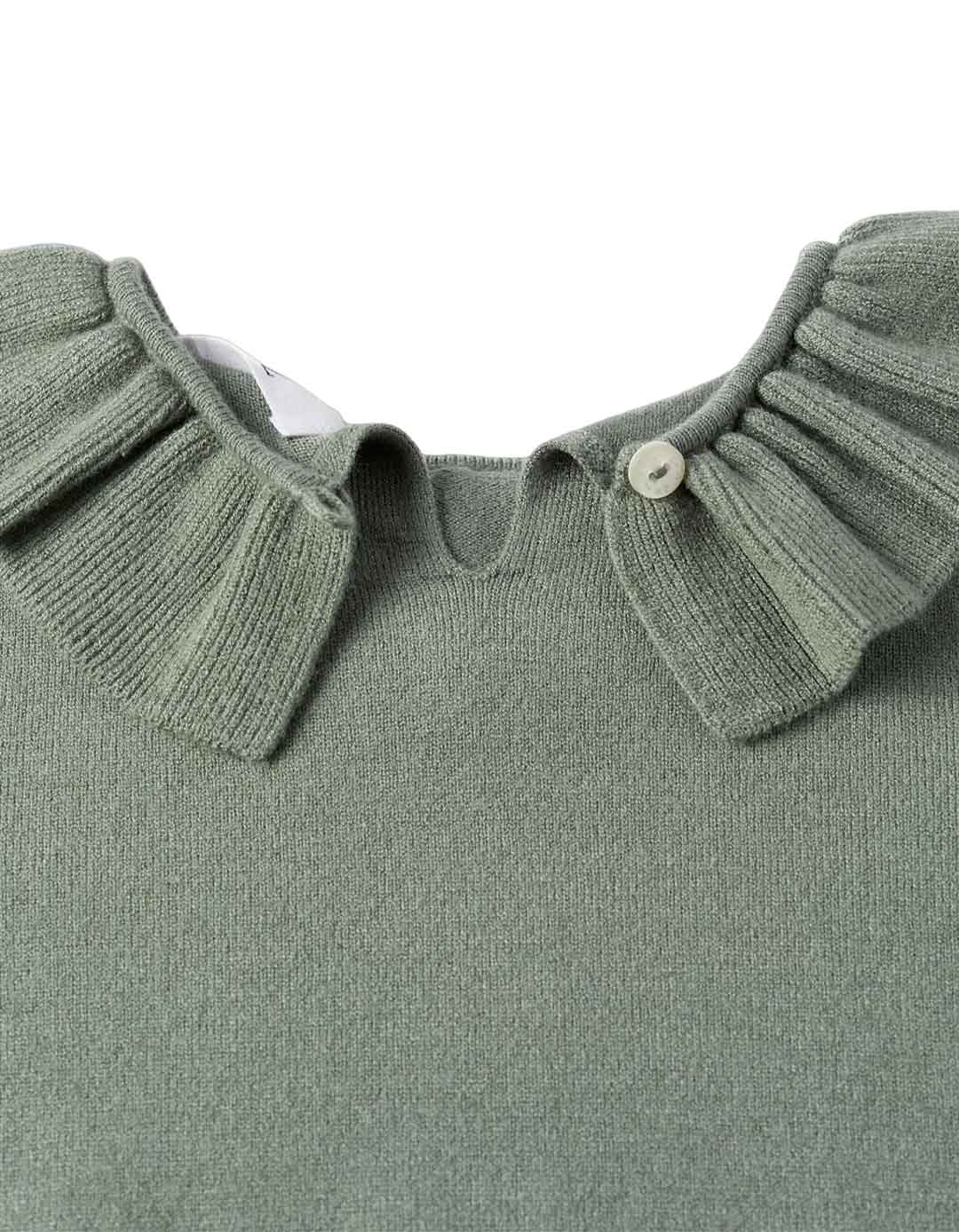 Πλεκτό παιδικό πουλόβερ για κορίτσι με βολάν Zippy