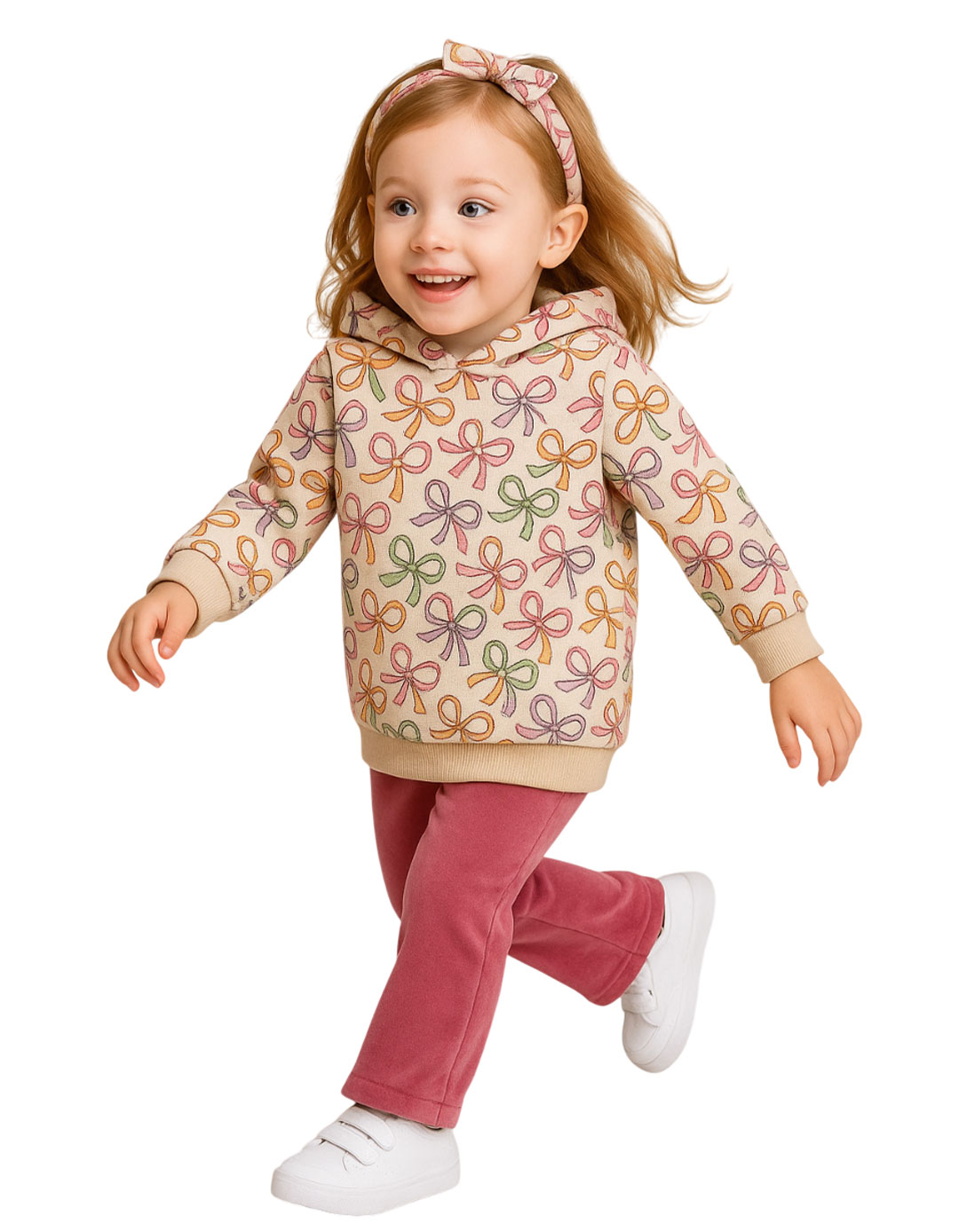 Παιδικό σετ μπλουζοφόρεμα με βελούδινο κολάν Actionsportswear σομόν.Regular Fit.