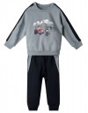 Παιδικό σετ φόρμας αγοριού γκριζομπλέ με στάμπα και μπλε παντελόνι