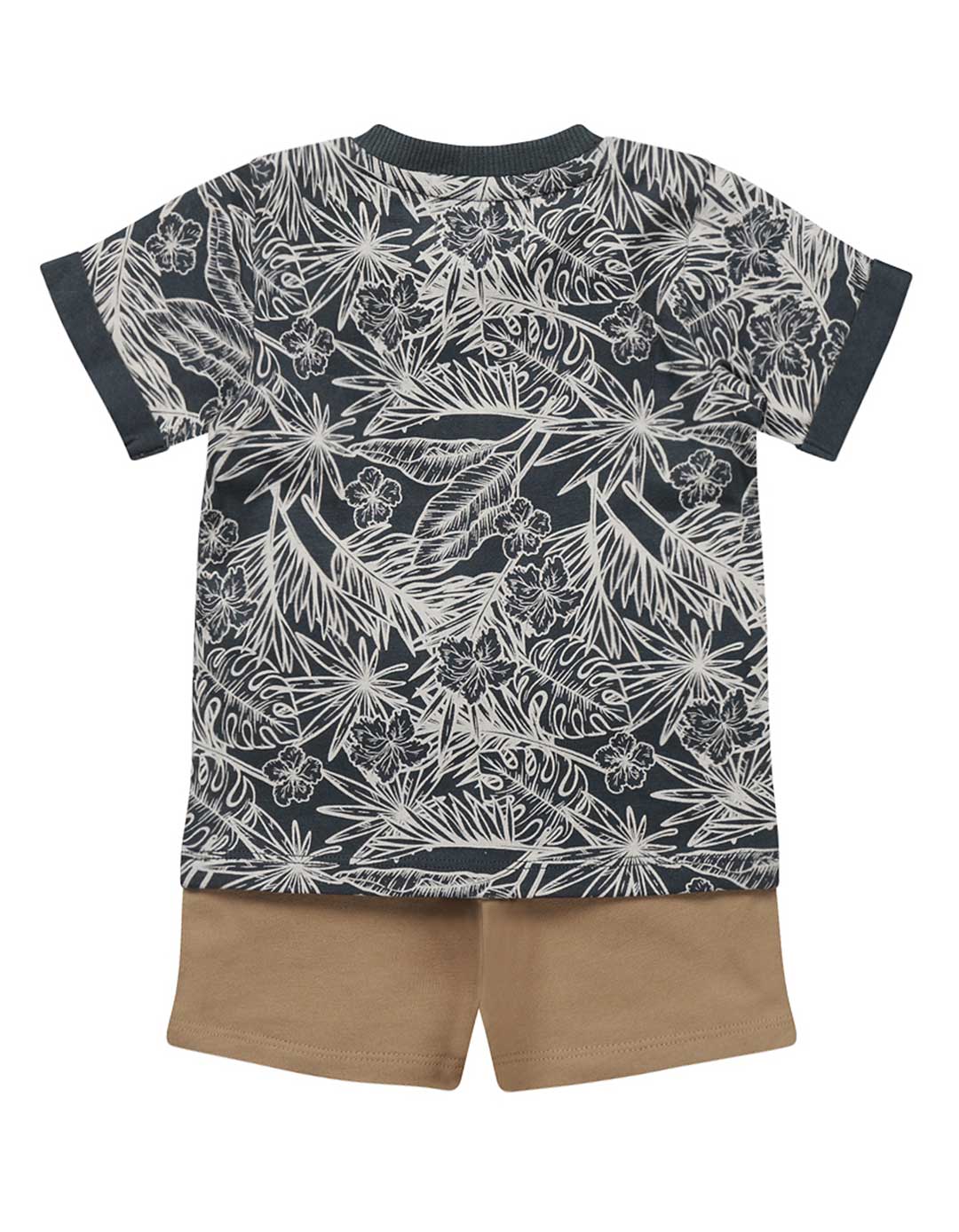 Βρεφικό σετ Dirkje για αγόρι, T-shirt γκρι μπλε, σoρτς μπεζ ,95% βαμβάκι/ 5% ελαστάν, regular fit.