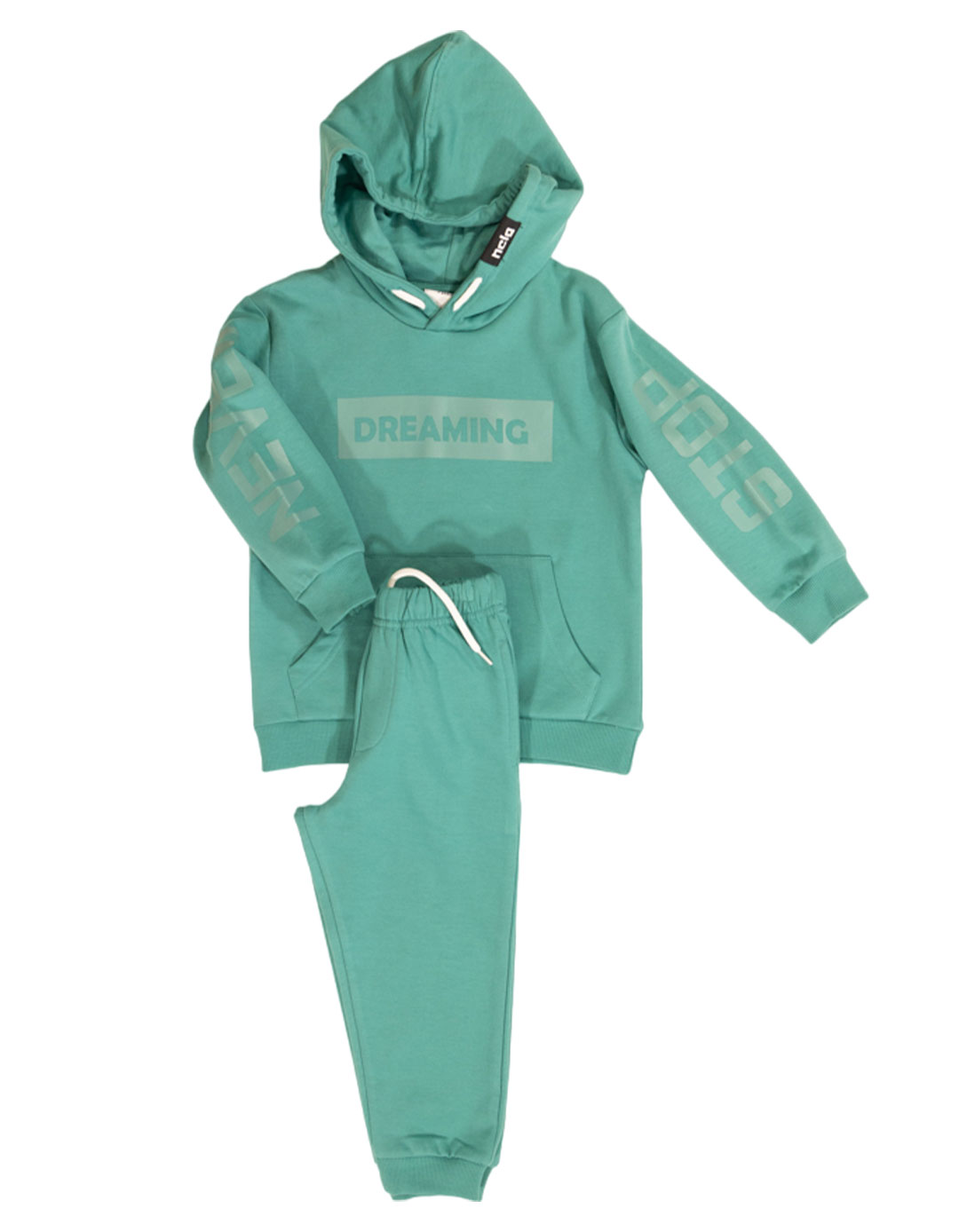 Σετ φόρμα για αγόρι με κουκούλα, πράσινο, Regular Fit, 80% βαμβάκι, 20% πολυεστέρας.