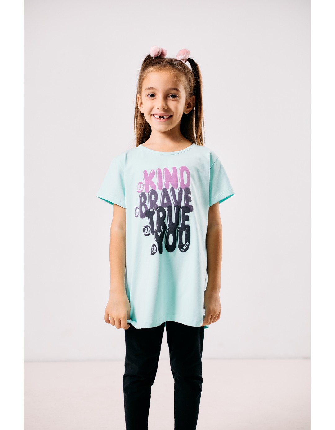 Παιδικό σετ για κορίτσι με μπλούζα και κολάν, γαλάζιο-μαύρο, Regular Fit, 100% βαμβάκι Παιδικό σετ για κορίτσι με μπλούζα και κολάν, γαλάζιο-μαύρο, Regular Fit, 100% βαμβάκι