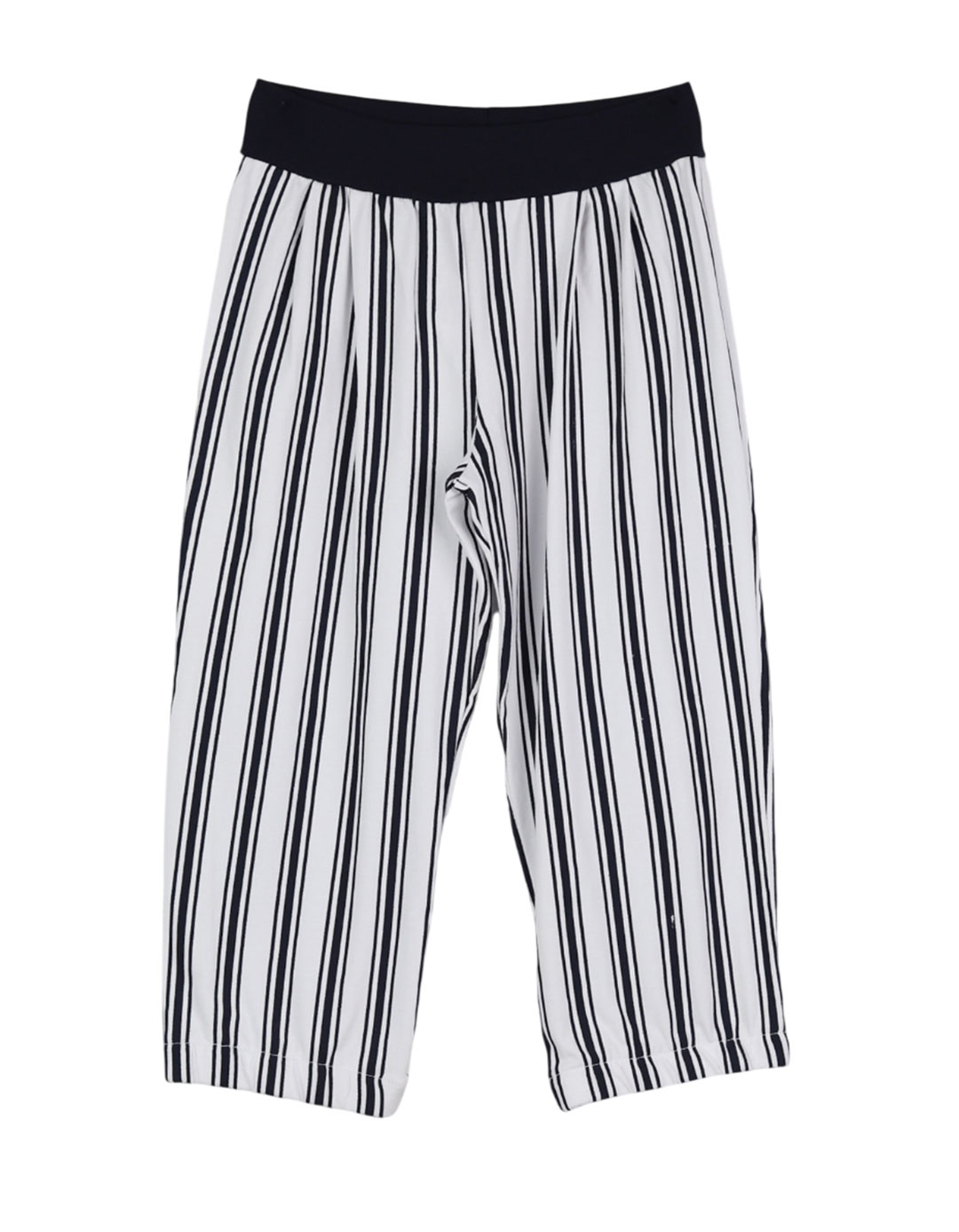 Σετ κοριτσίστικο με navy μπλούζα και λευκό ριγέ παντελόνι Καλοκαιρινό παιδικό σετ κοριτσιού με λουλούδια και ριγέ παντελόνι