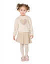 Παιδικό σετ Babylonfashion με μπλούζα εκρού και φούστα μπεζ με καρδιά