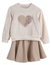 Παιδικό σετ Babylonfashion με μπλούζα εκρού και φούστα μπεζ με καρδιά