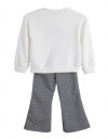  Παιδικό σετ Babylonfashion με εκρού μπλούζα και γκρι παντελόνι με φιόγκο