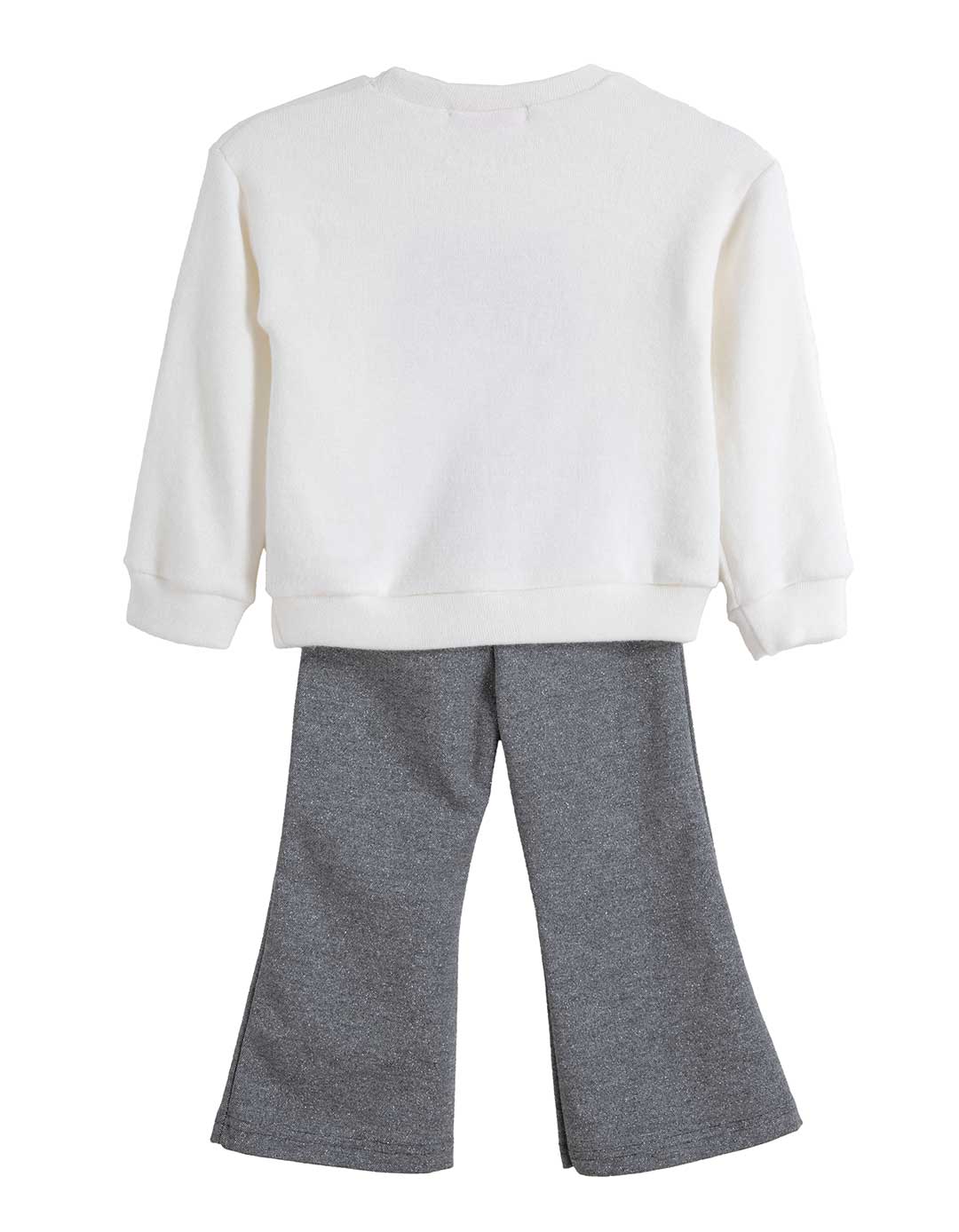  Παιδικό σετ Babylonfashion με εκρού μπλούζα και γκρι παντελόνι με φιόγκο