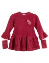Παιδικό βελούδινο φόρεμα Babylonfashion μπορντό με φιόγκο και μανίκια καμπάνα