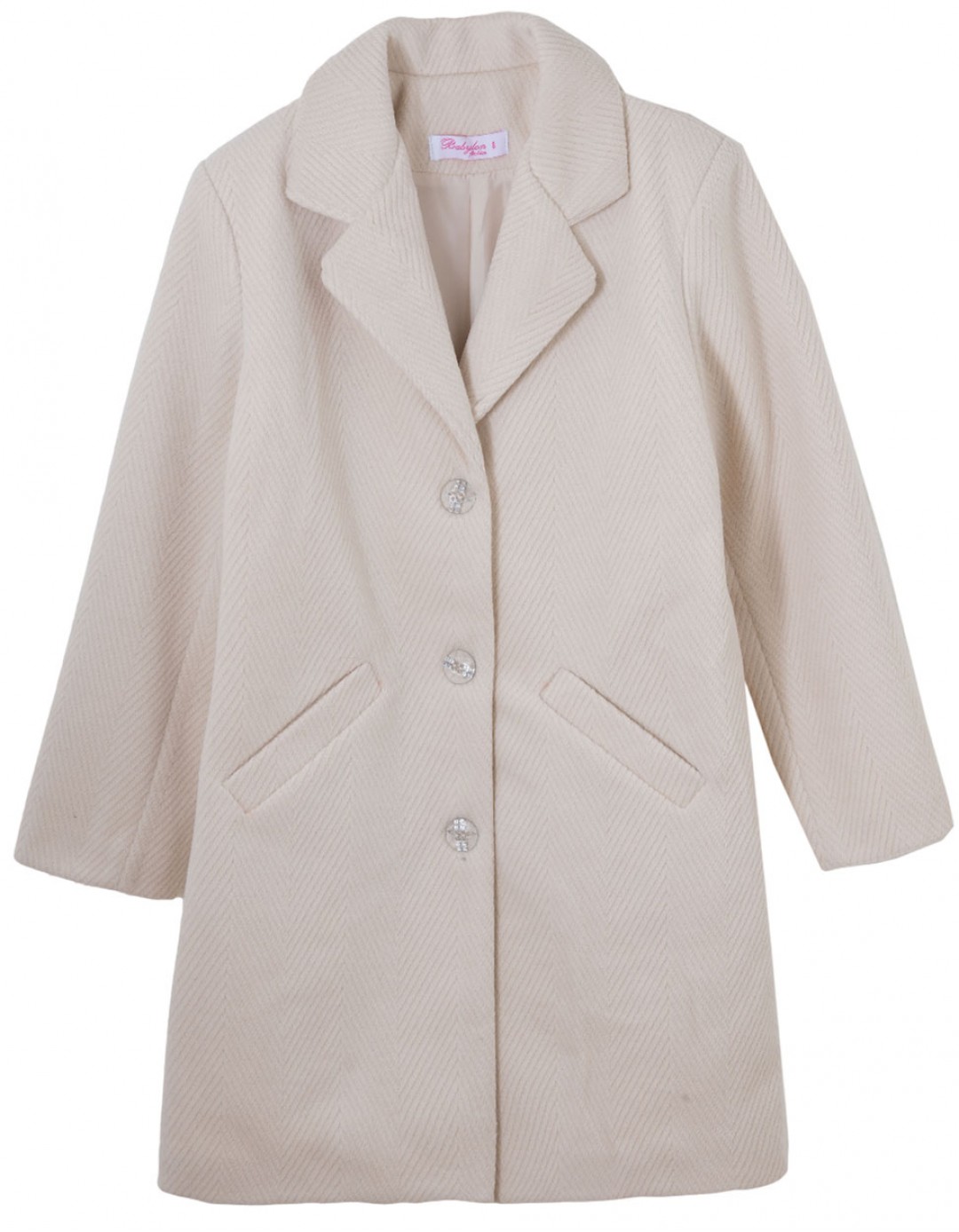 Παιδικό παλτό για κορίτσι, εκρού, Regular Fit, 100% Pol.