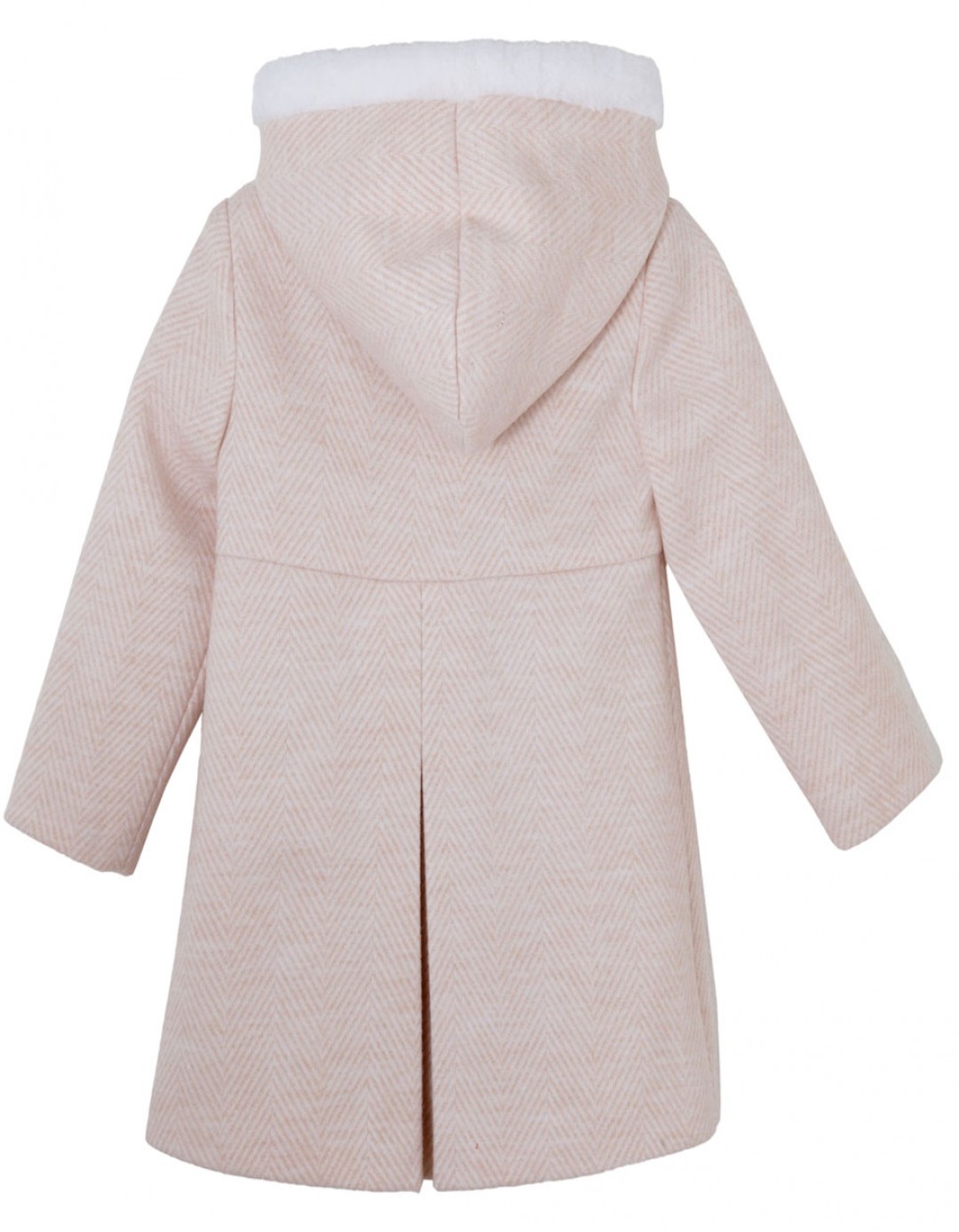 Παιδικό παλτό με κουκούλα για κορίτσι, εκρού, Regular Fit, 93% PL-7% VI.