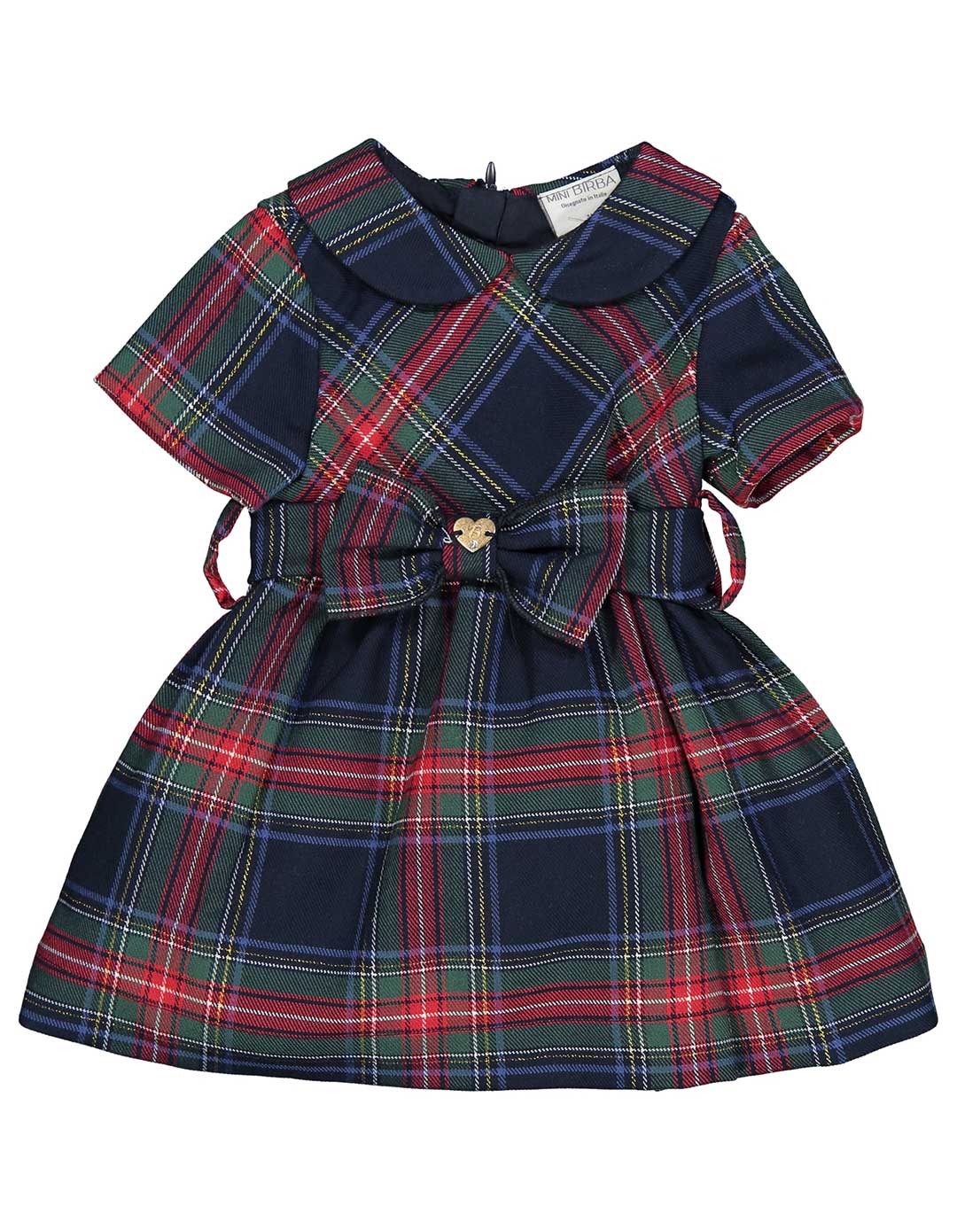Φόρεμα για κορίτσι σκωτσέζικο, μπλε, Regular Fit, 64% βαμβάκι, 33% βισκόζη, 3% ελαστάνη.
