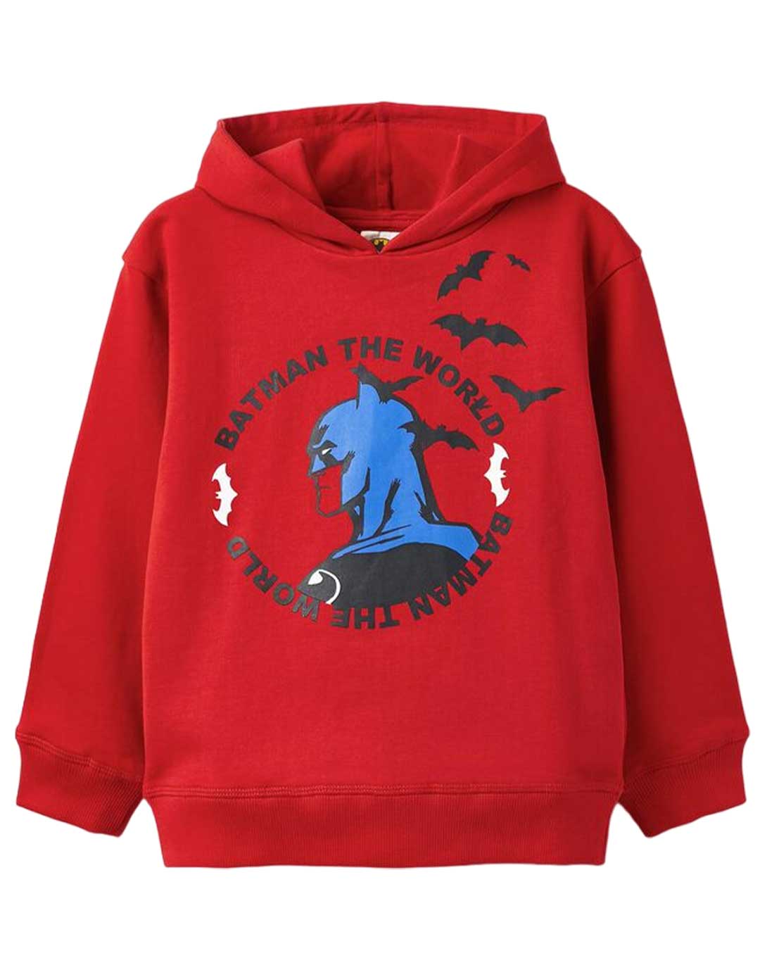 Φούτερ για αγόρι με κουκούλα ''batman'', κόκκινο, Slim Fit, 100% βαμβάκι.