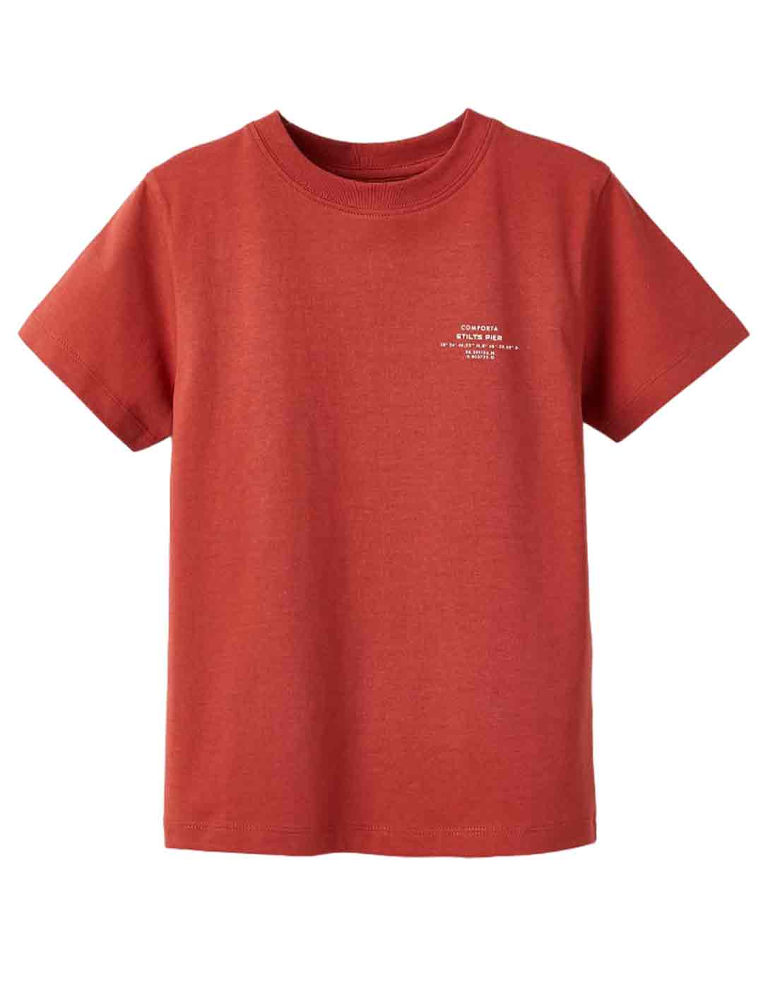 Παιδική κοντομάνική μπλούζα για αγόρι, slim fit, κεραμιδί, 100% βαμβάκι. Παιδική κοντομάνική μπλούζα για αγόρι, slim fit, κεραμιδί, 100% βαμβάκι.