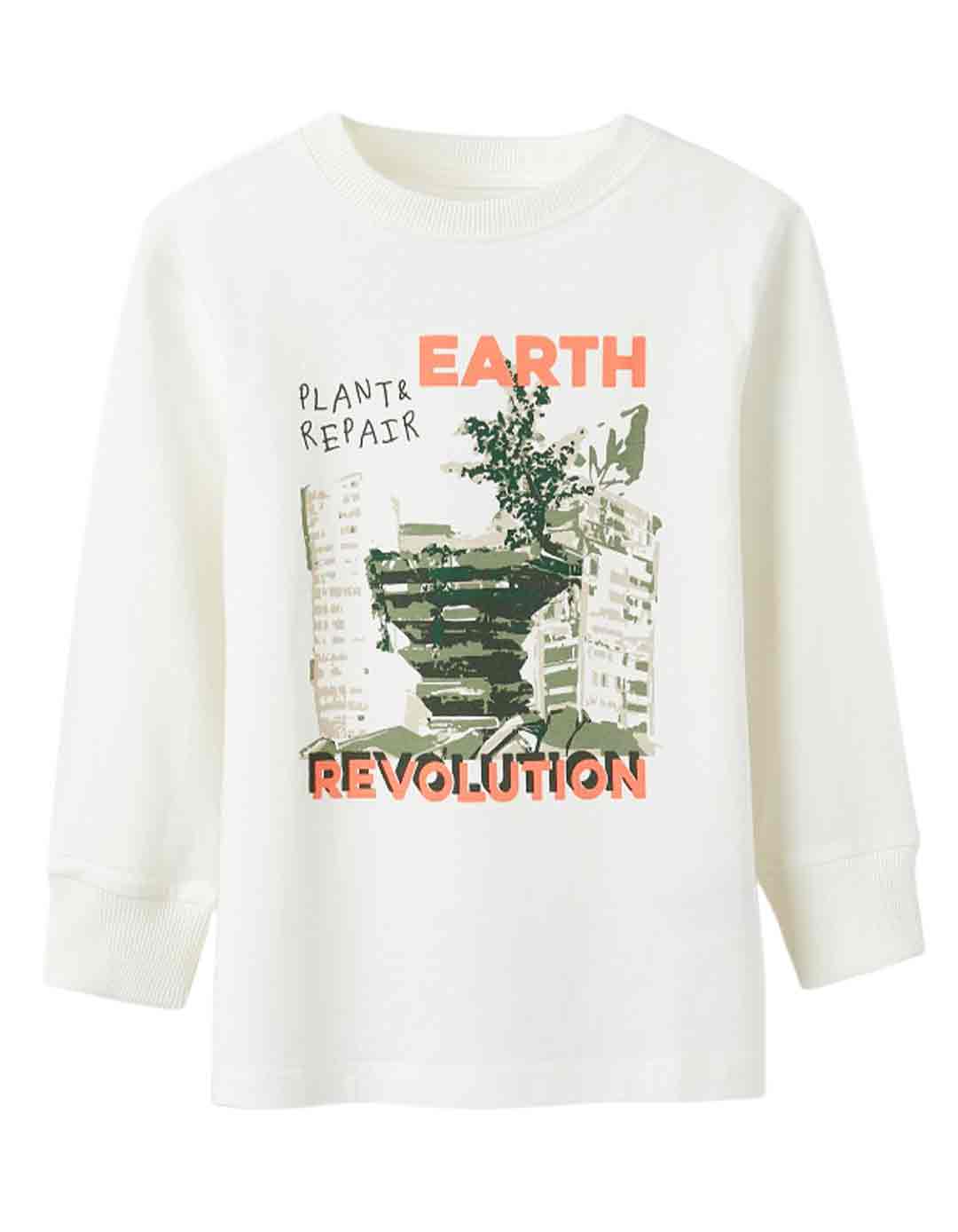 Παιδικό μακρυμάνικό μπλουζάκι για αγόρι, λευκό, Slim Fit, 100% βαμβάκι.