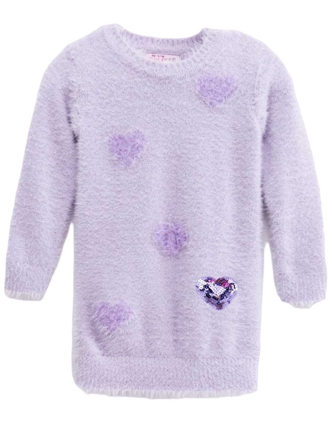 Πλεκτό για κορίτσι τύπου μπλουζοφόρεμα, λιλά, Regular Fit, 85% ακρυλικό, 15% ελαστάνη. Πλεκτό για κορίτσι τύπου μπλουζοφόρεμα, λιλά, Regular Fit, 85% ακρυλικό, 15% ελαστάνη.