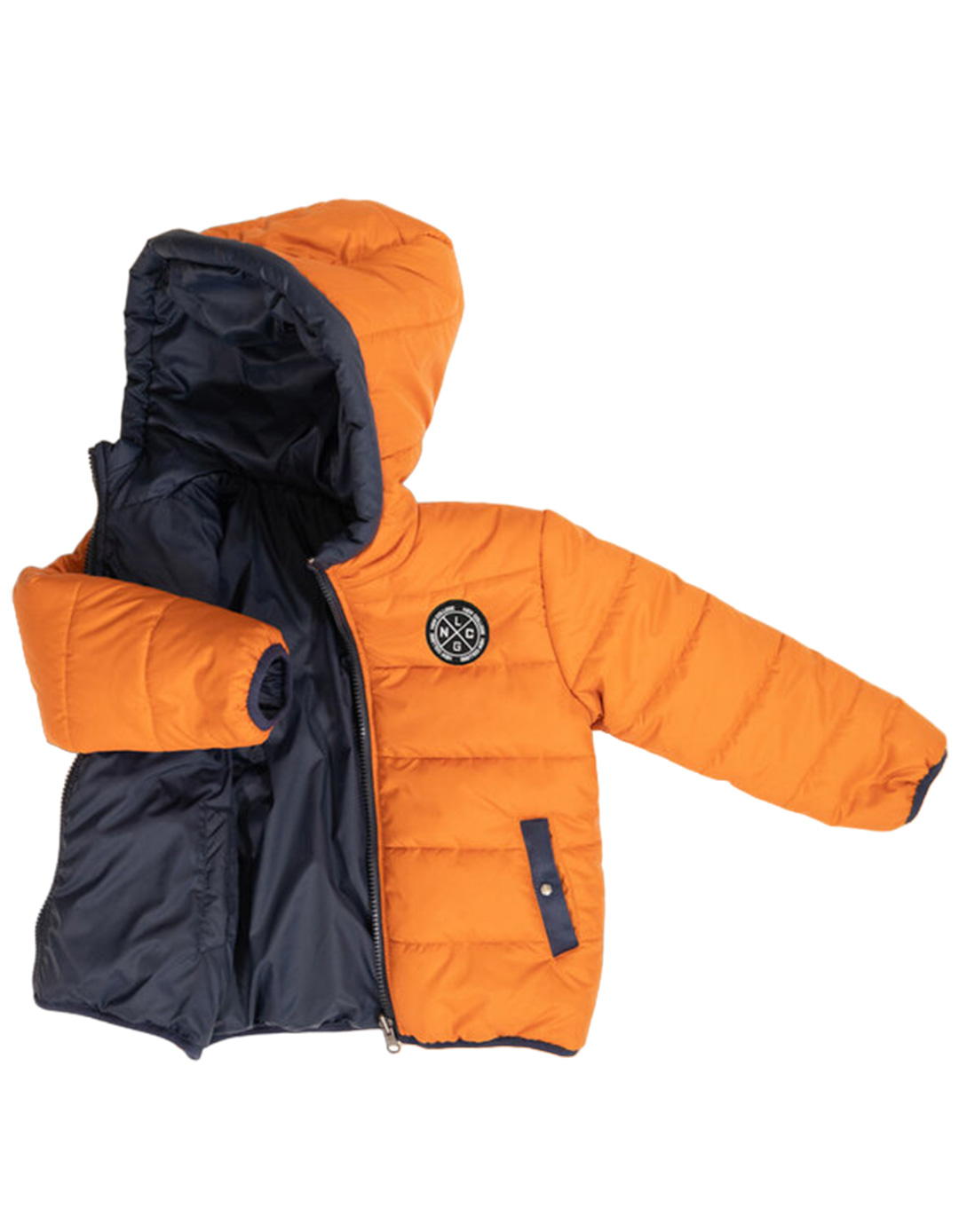 Παιδικό μπουφάν για αγόρι με κουκούλα διπλής όψης, πορτοκαλί, Regular Fit, 100% Πολυεστέρας. Παιδικό μπουφάν για αγόρι με κουκούλα διπλής όψης, πορτοκαλί, Regular Fit, 100% Πολυεστέρας.
