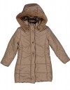 Παιδικό μπουφάν για κορίτσι με κουκούλα, καφέ, Regular Fit, 100% πολυεστέρας.