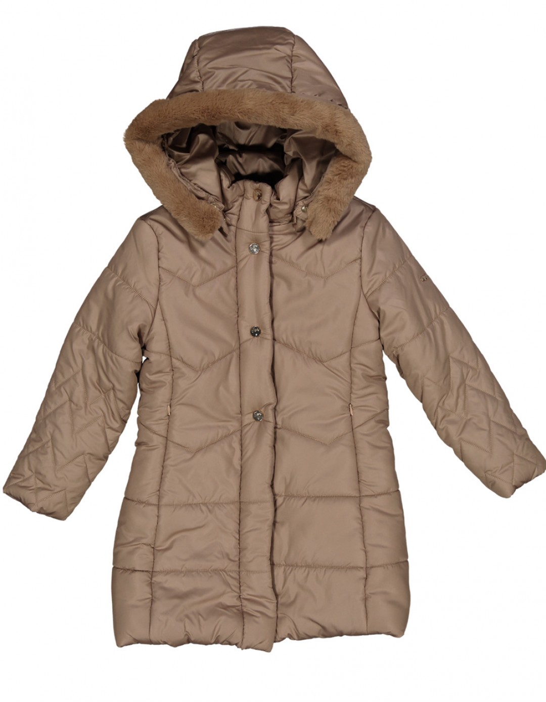 Παιδικό μπουφάν για κορίτσι με κουκούλα, καφέ, Regular Fit, 100% πολυεστέρας.