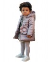 Βρεφικό μπουφάν για κορίτσι με κουκούλα, καφέ-χρυσό, Regular Fit, 100% πολυεστέρας.