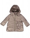 Βρεφικό μπουφάν για κορίτσι με κουκούλα, καφέ-χρυσό, Regular Fit, 100% πολυεστέρας.