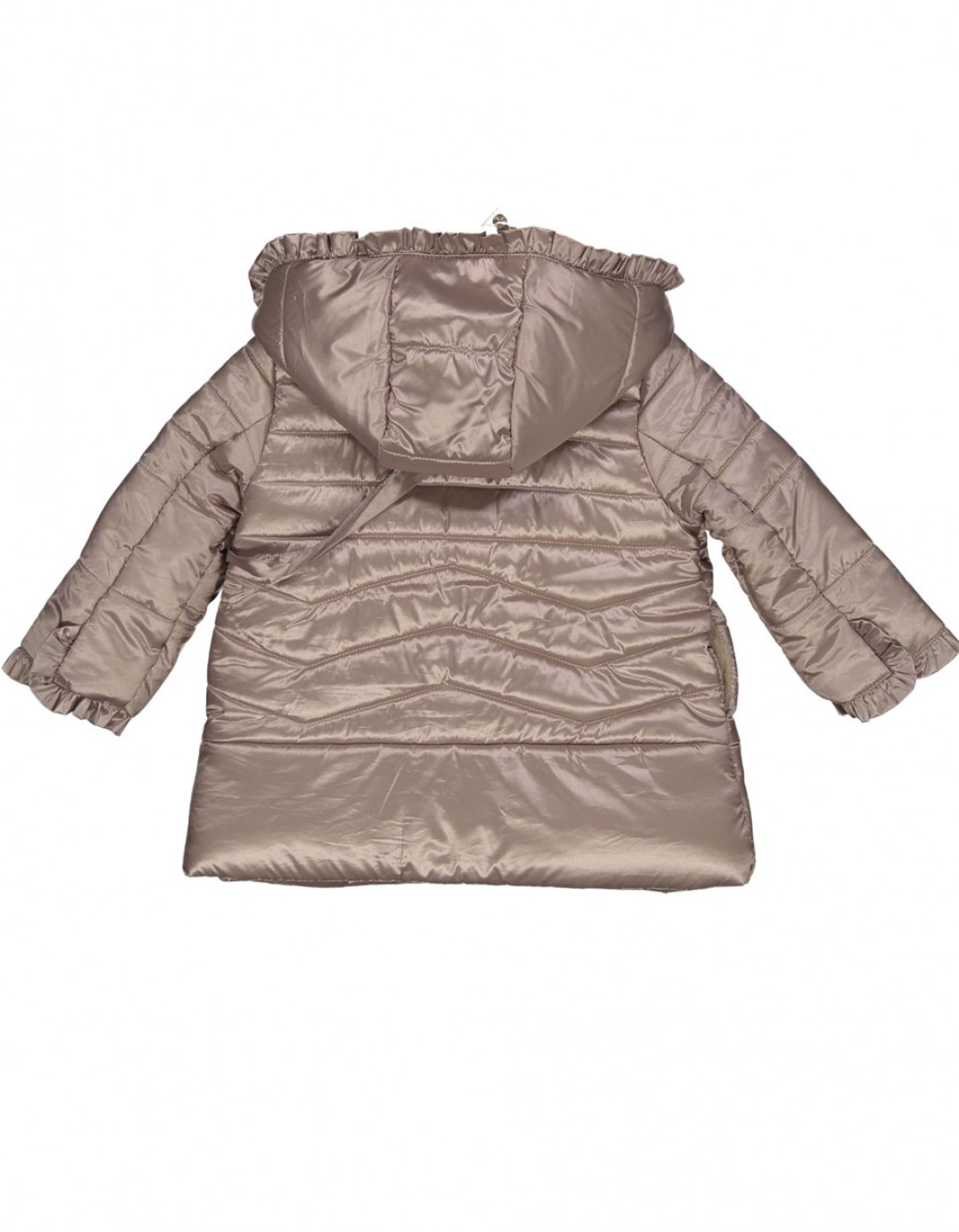 Βρεφικό μπουφάν για κορίτσι με κουκούλα, καφέ-χρυσό, Regular Fit, 100% πολυεστέρας.